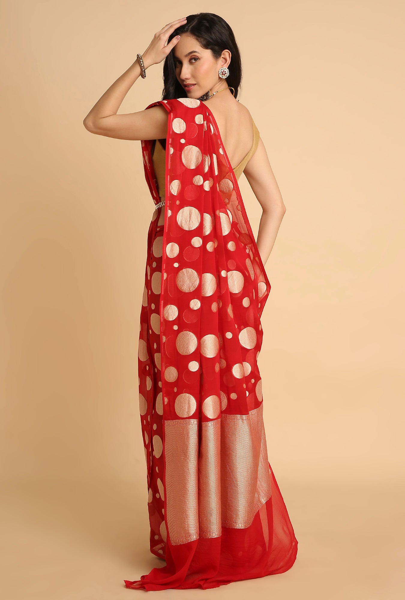 SHOCKING PINK BANARASI GEORGETTE SAREE
