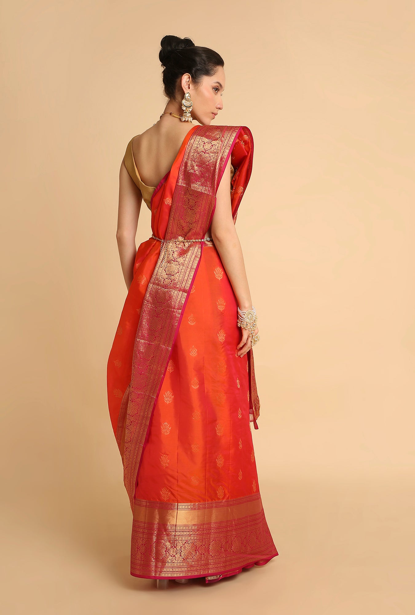 ORANGE SOUTH SILK SAREE
