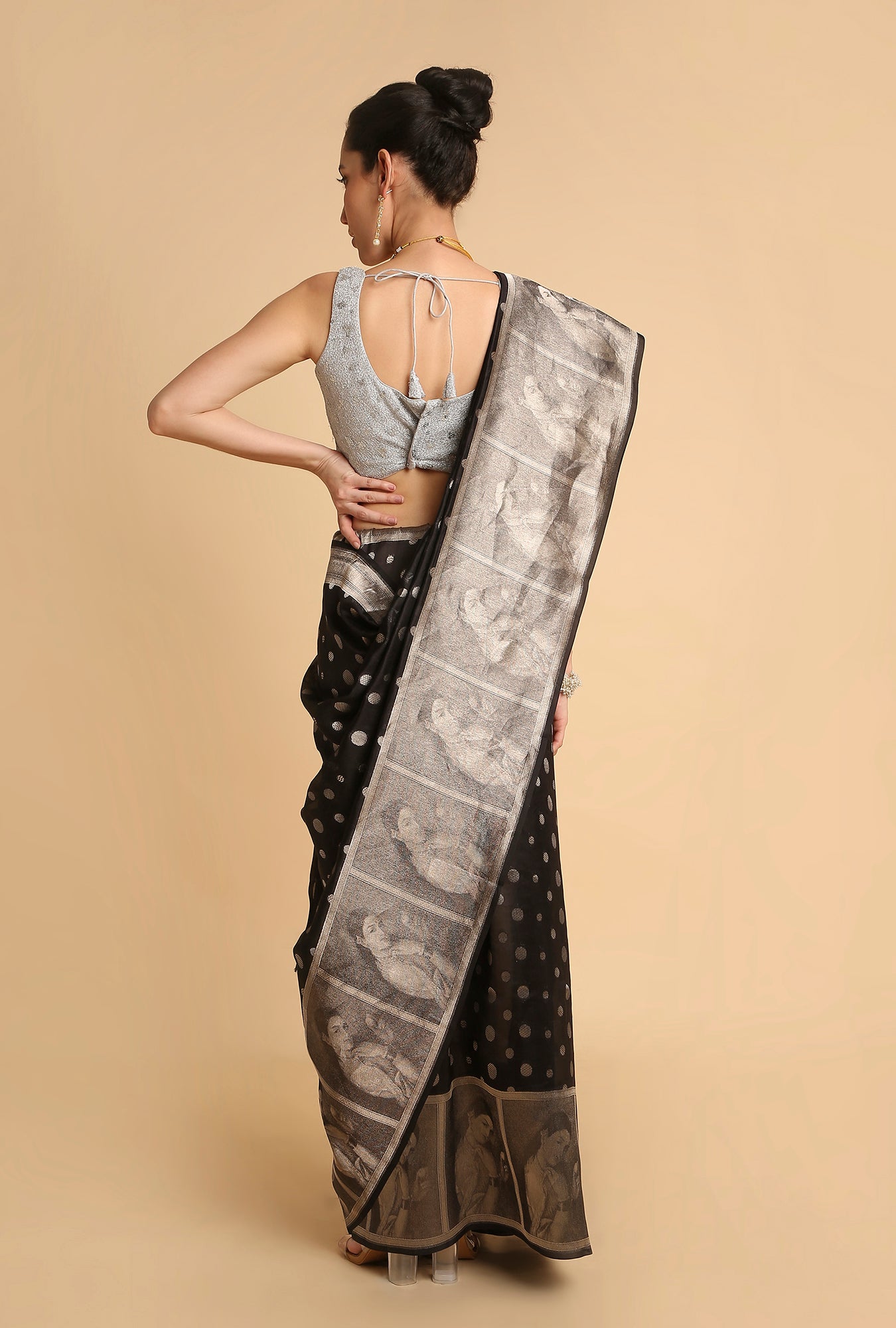 BLACK BANARASI ORGANZA SAREE