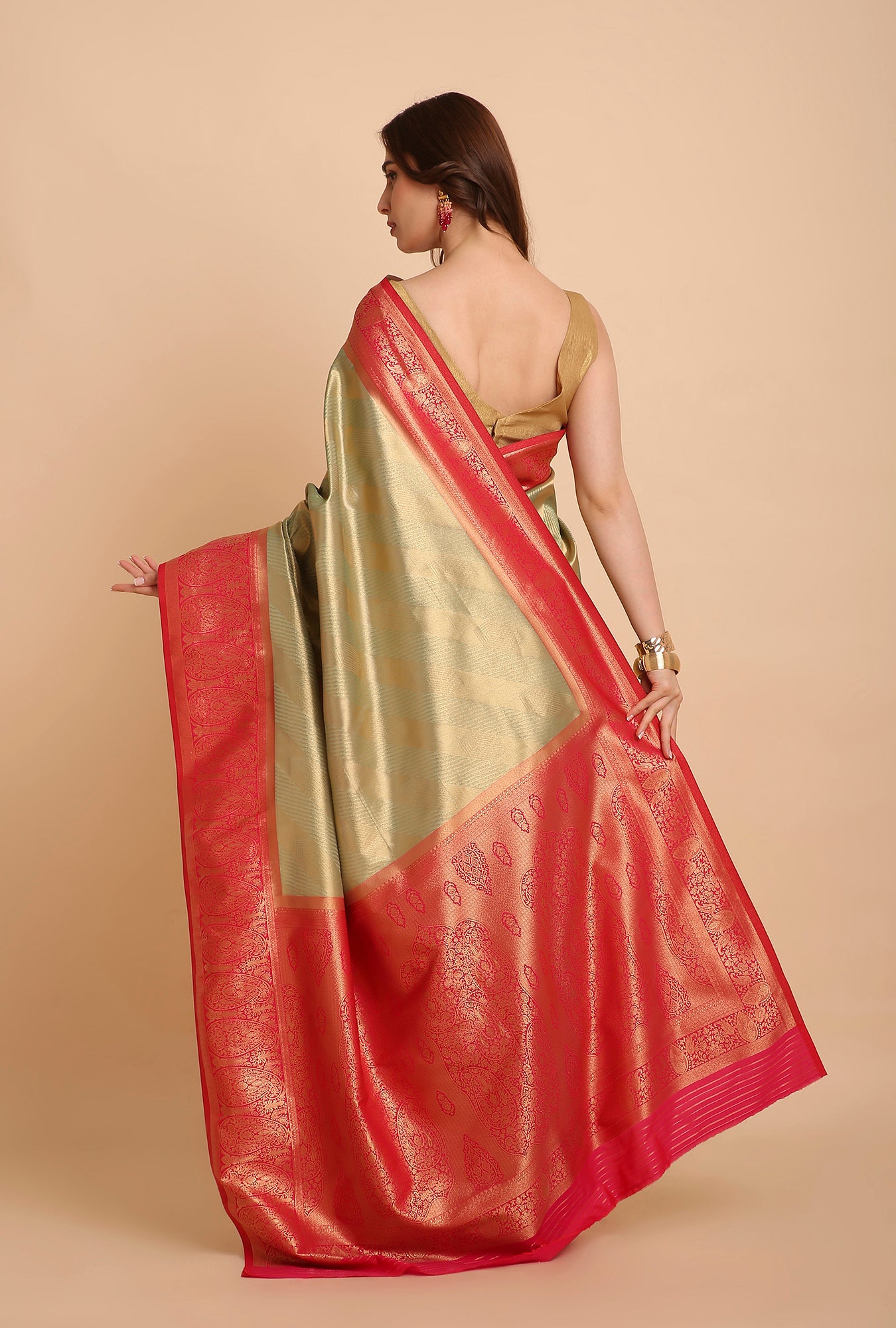 PISTA GREEN BANARASI BROCADE SAREE