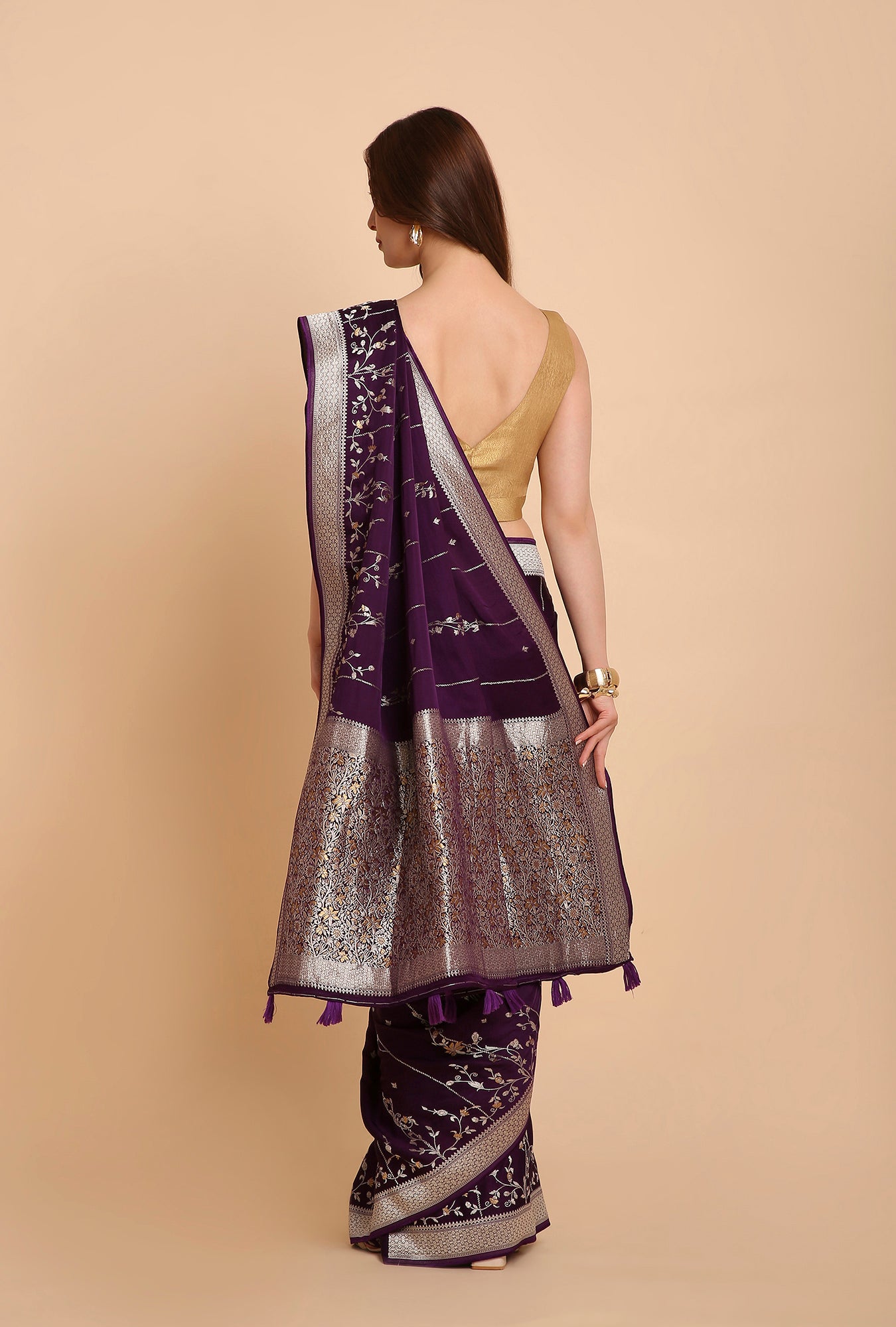 BRINJAL COLOUR MASHRU SILK SAREE