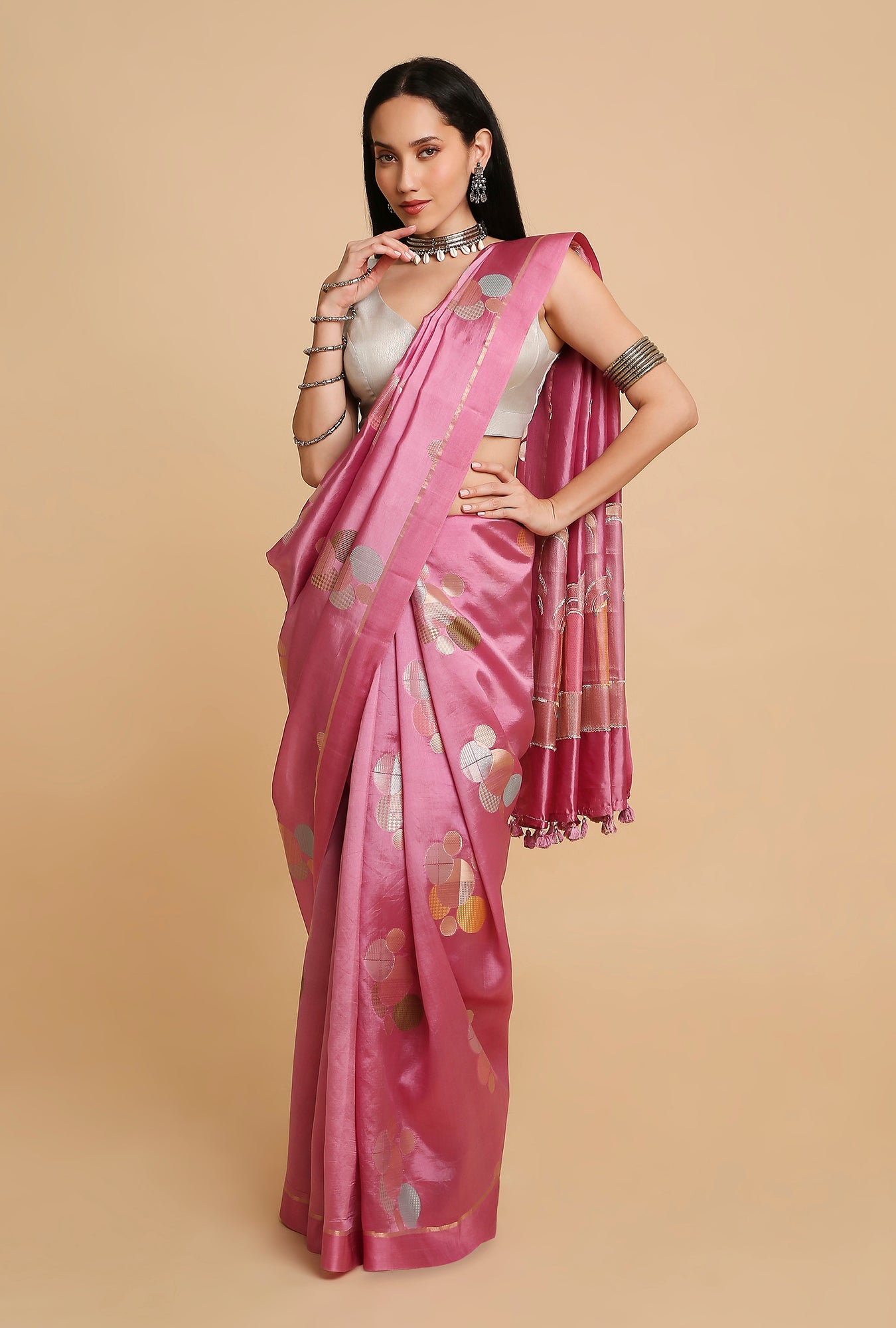 ORCHID PINK CHINIYA SILK SAREE