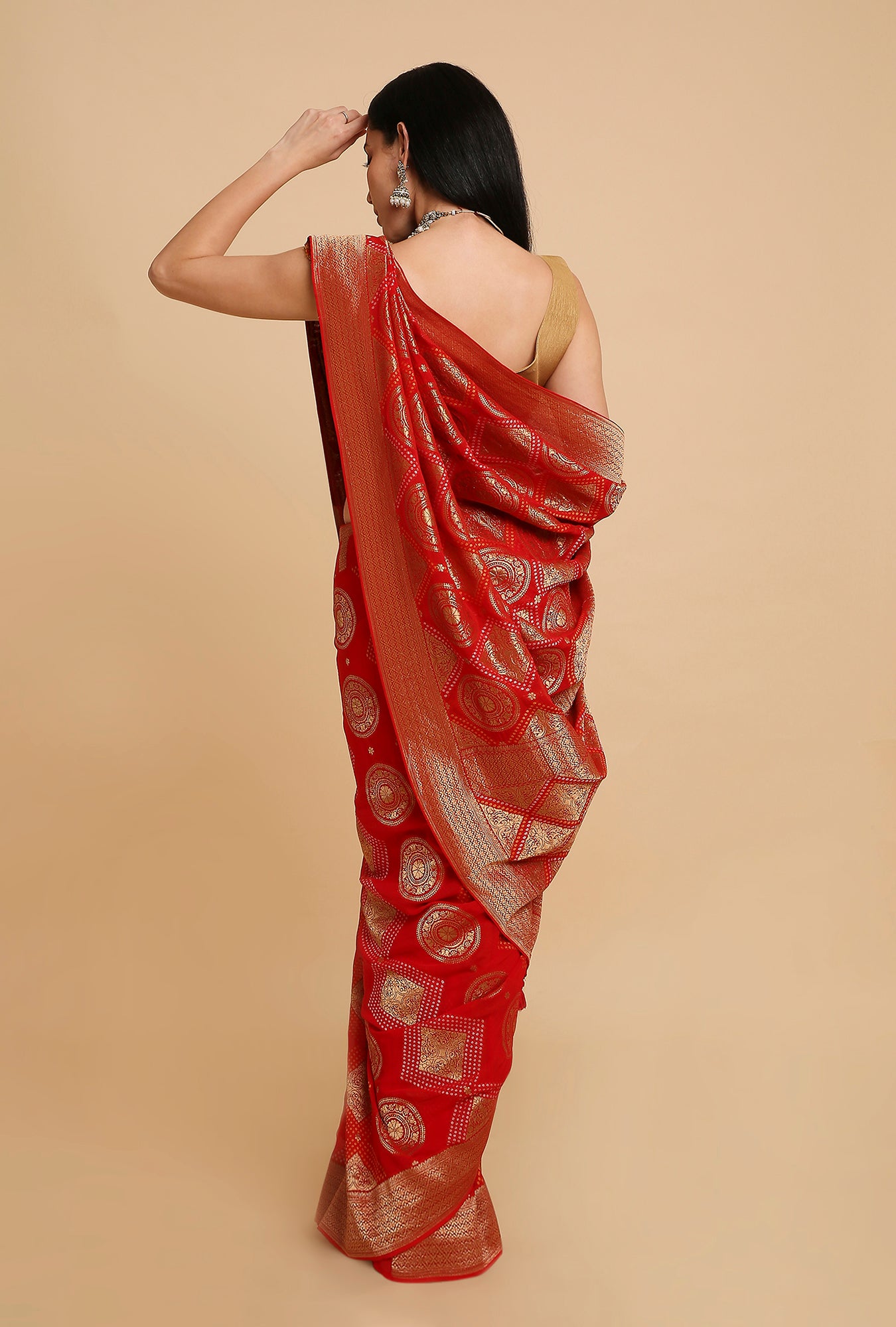 RED GEORGETTE BANDHANI SAREE