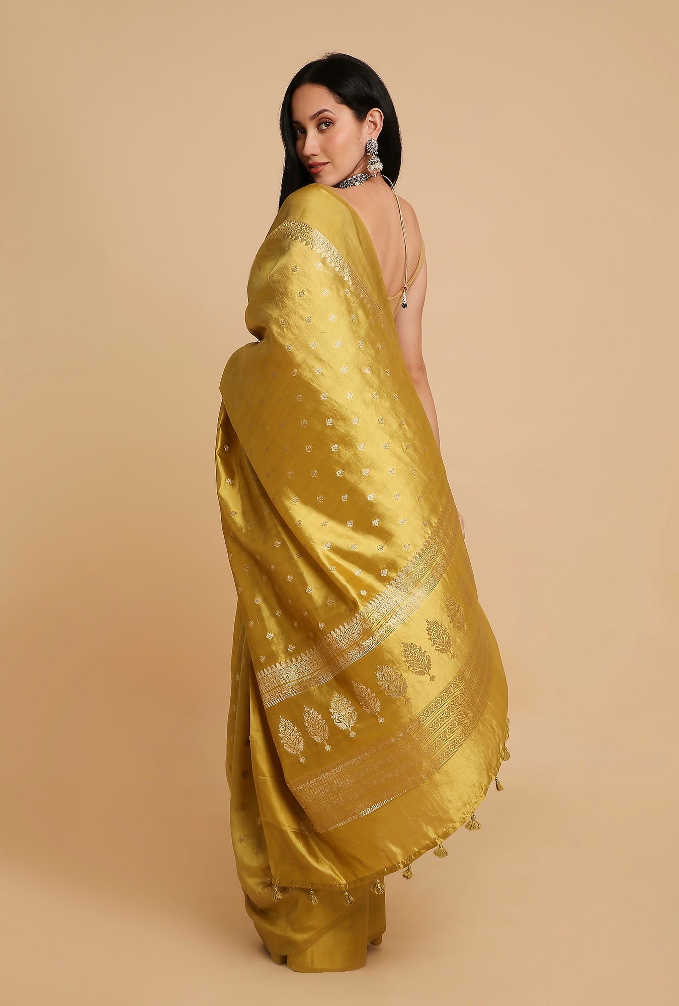 MEHNDI GREEN CHINIYA SILK SAREE