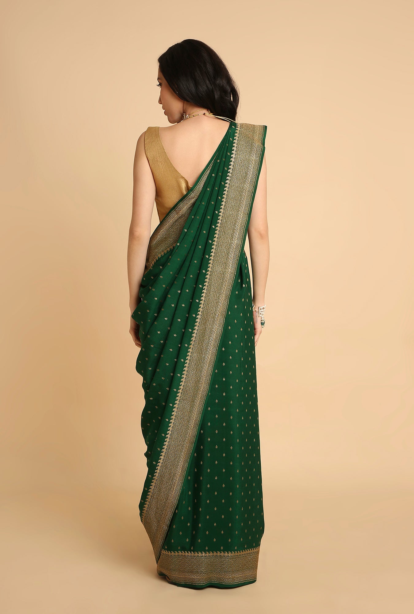 GREEN BANARASI GEORGETTE SAREE