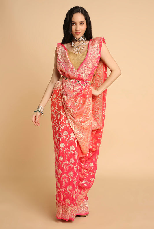 PINK JAAL BANARASI GEORGETTE SAREE