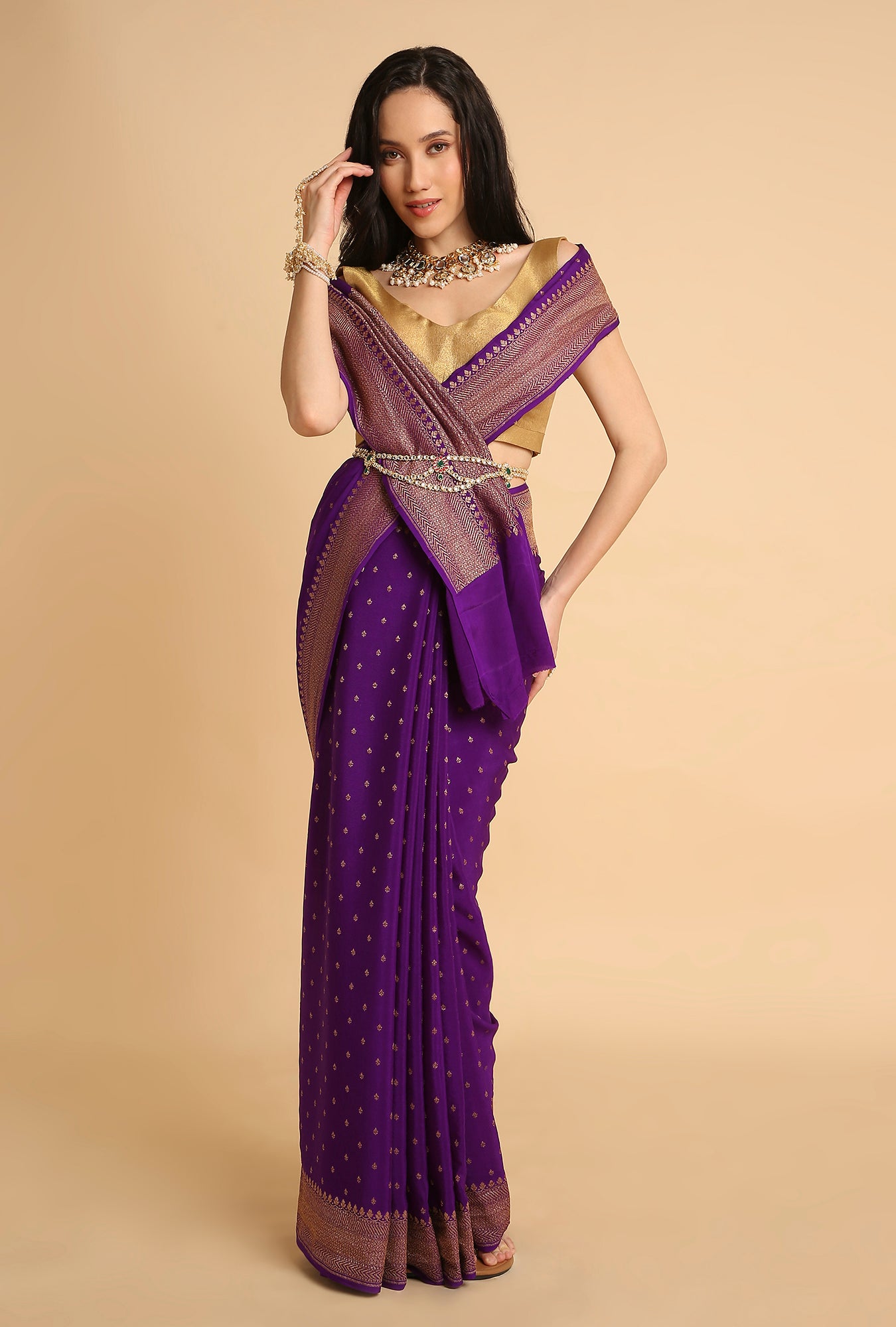 ROYAL PURPLE BANARASI GEORGETTE SAREE