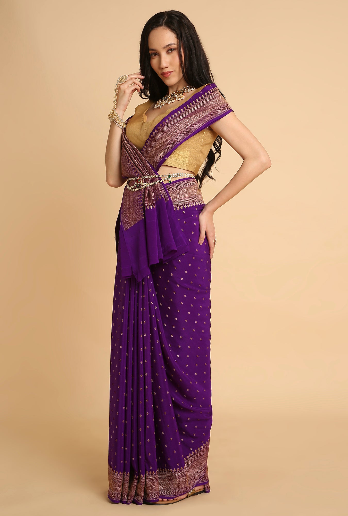 ROYAL PURPLE BANARASI GEORGETTE SAREE
