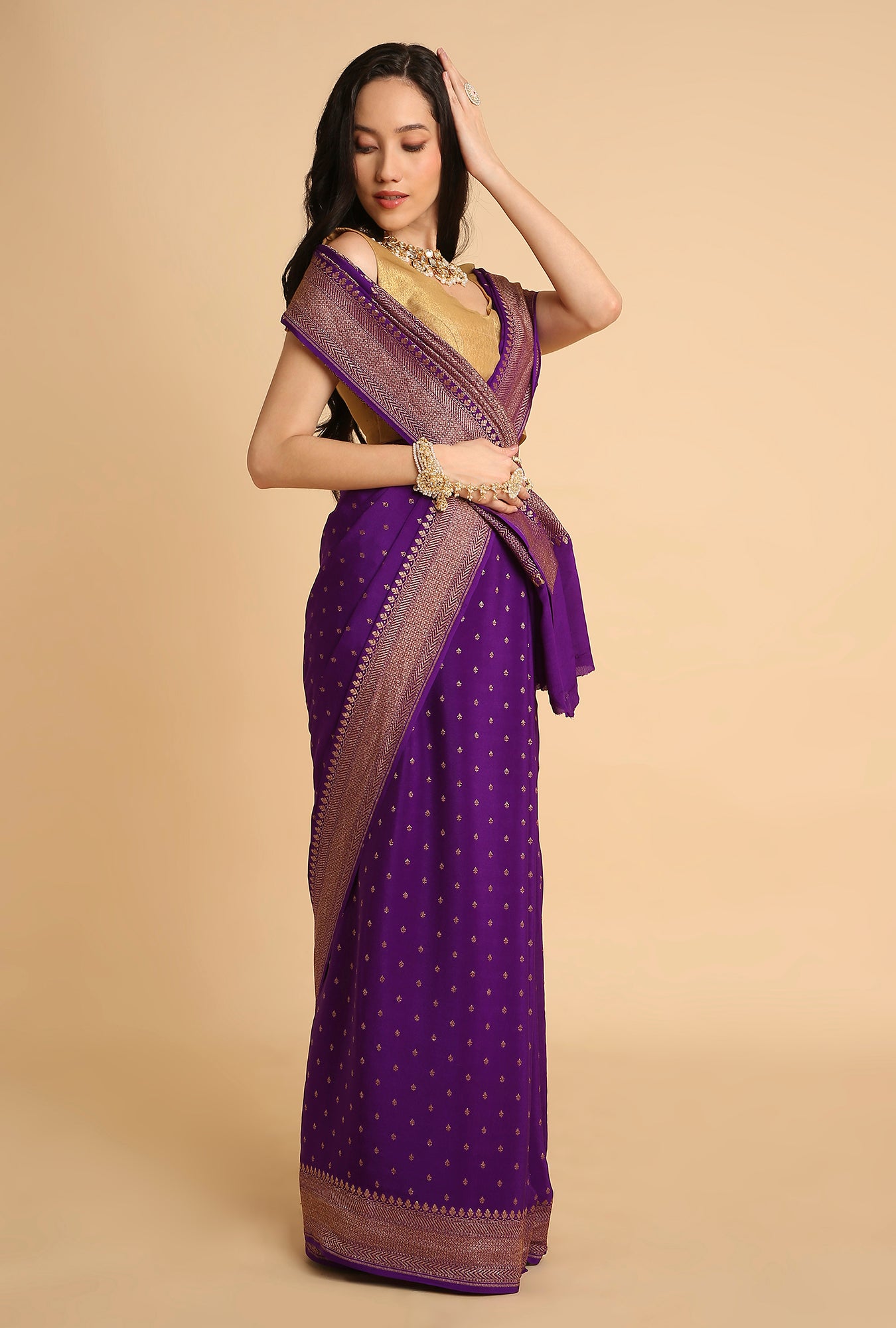 ROYAL PURPLE BANARASI GEORGETTE SAREE