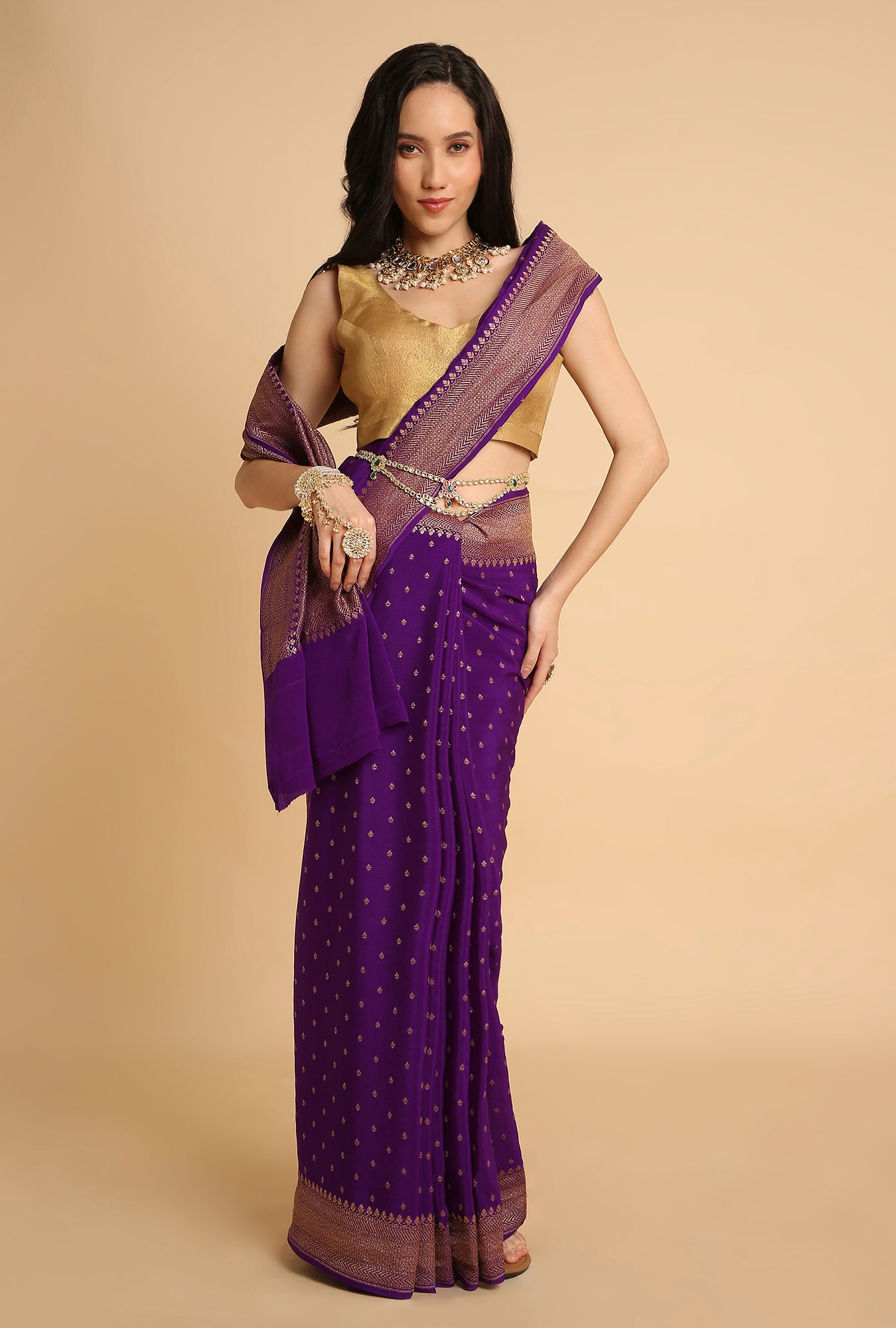 ROYAL PURPLE BANARASI GEORGETTE SAREE