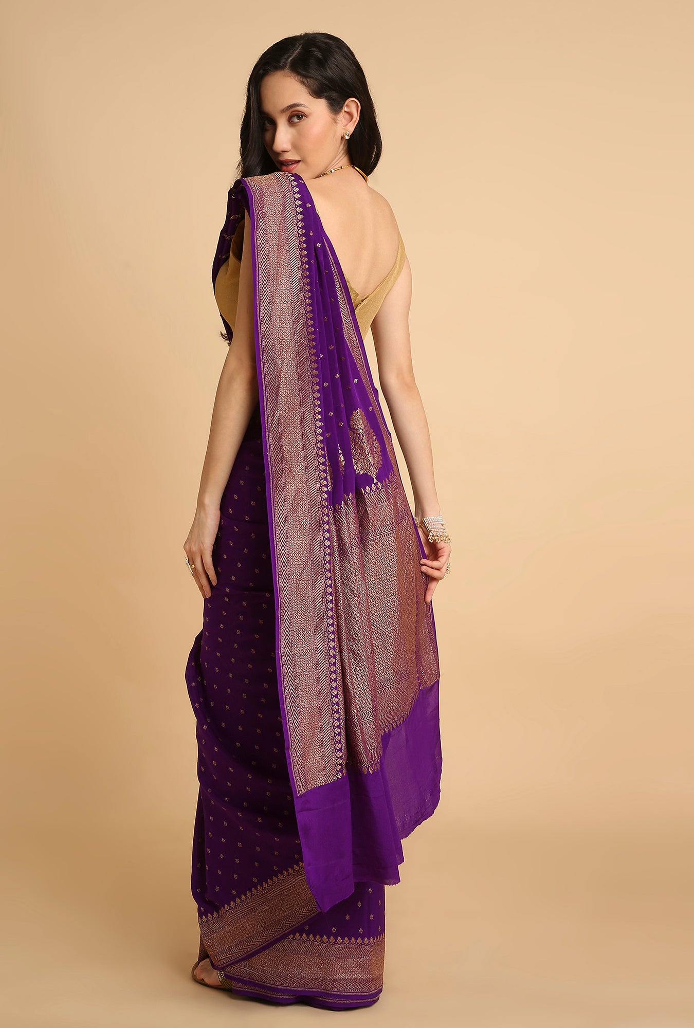 ROYAL PURPLE BANARASI GEORGETTE SAREE