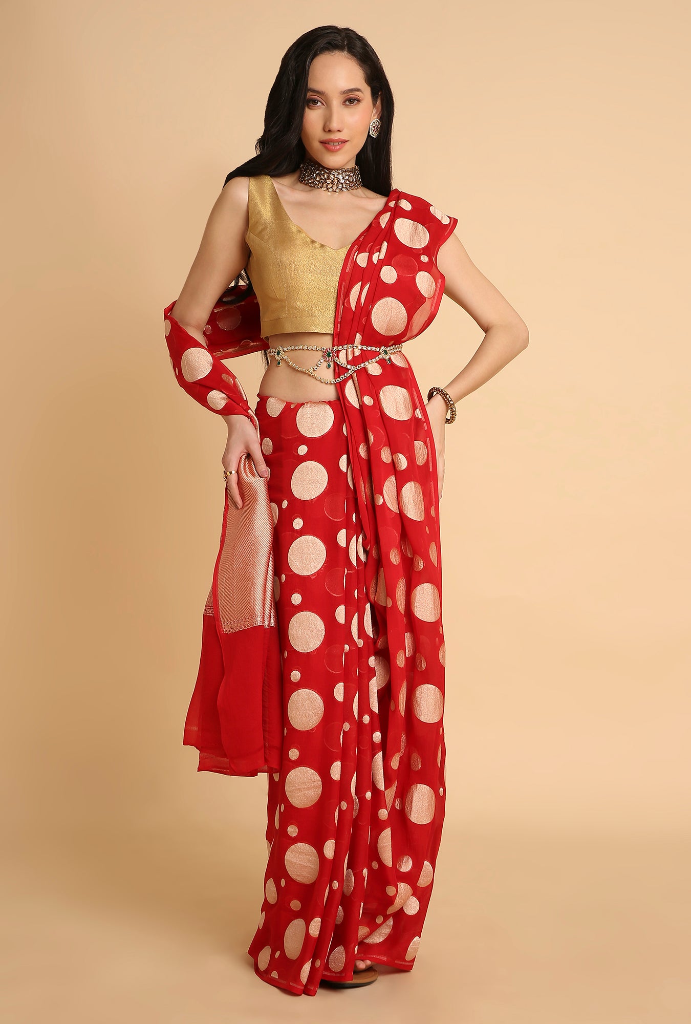 SHOCKING PINK BANARASI GEORGETTE SAREE