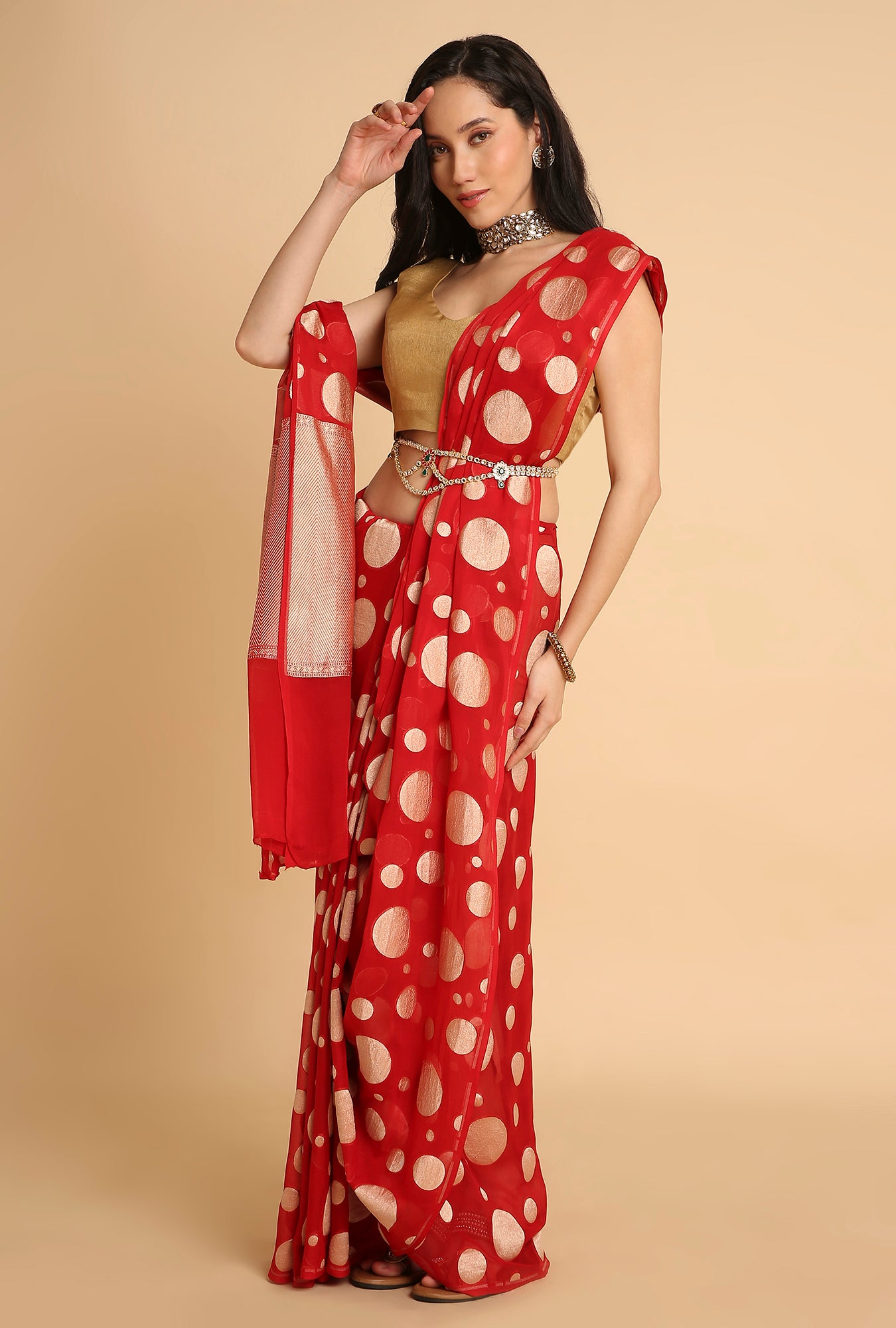 SHOCKING PINK BANARASI GEORGETTE SAREE