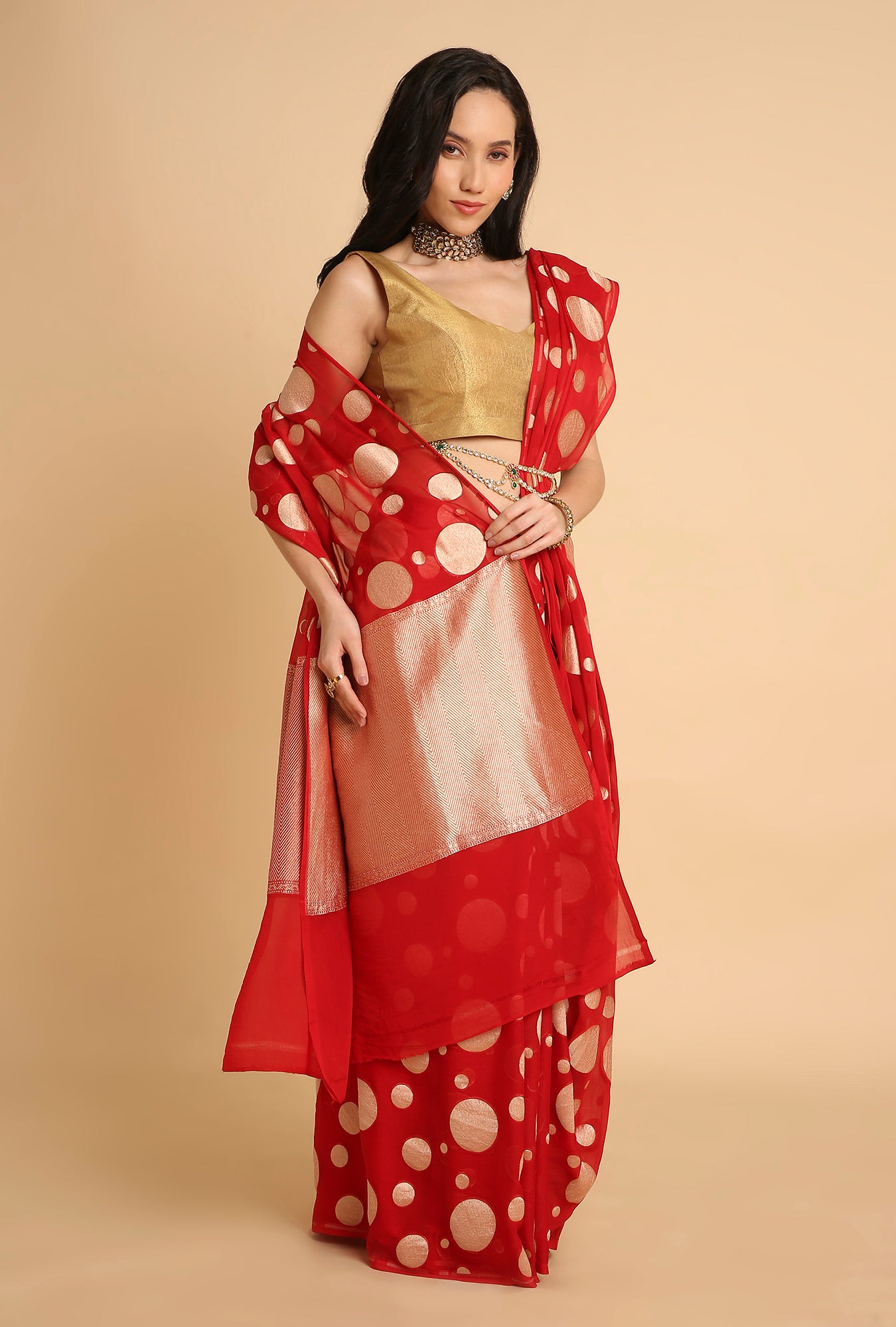 SHOCKING PINK BANARASI GEORGETTE SAREE
