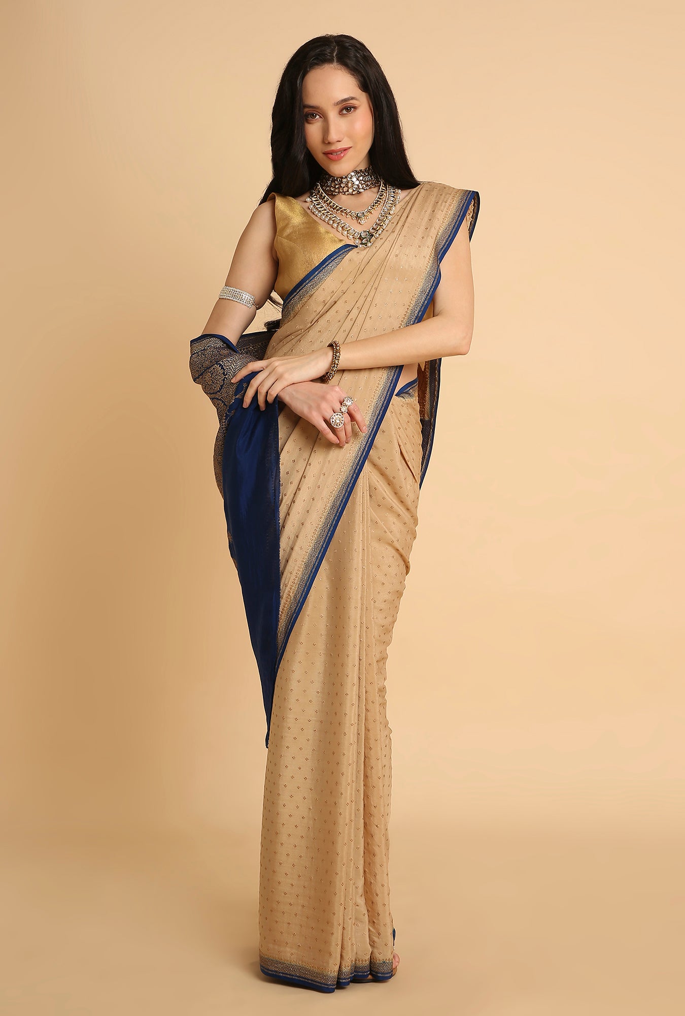 CREAM BANARASI GEORGETTE SAREE