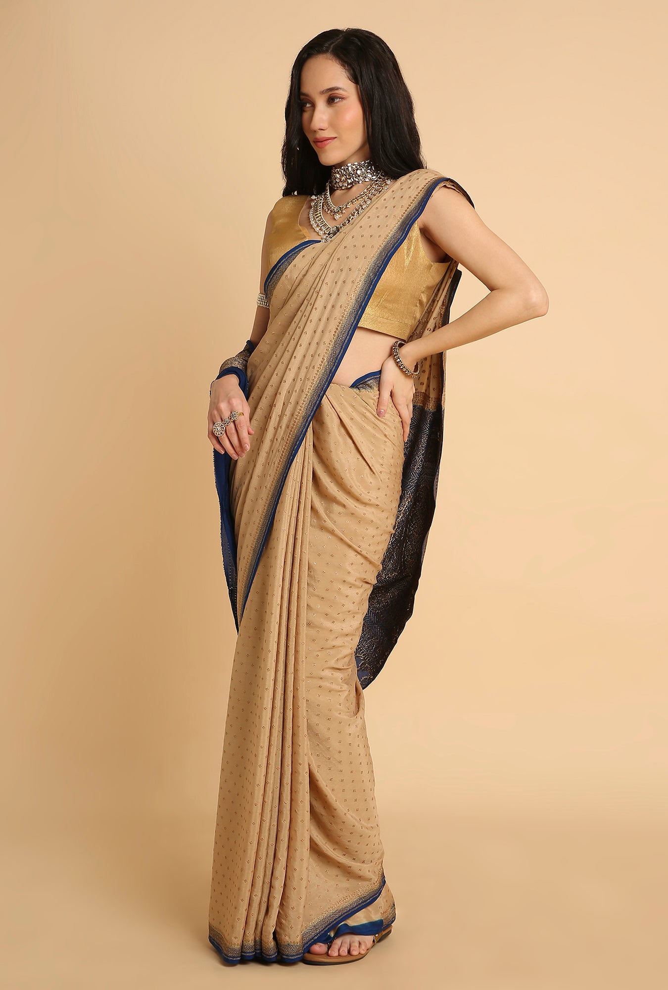 CREAM BANARASI GEORGETTE SAREE