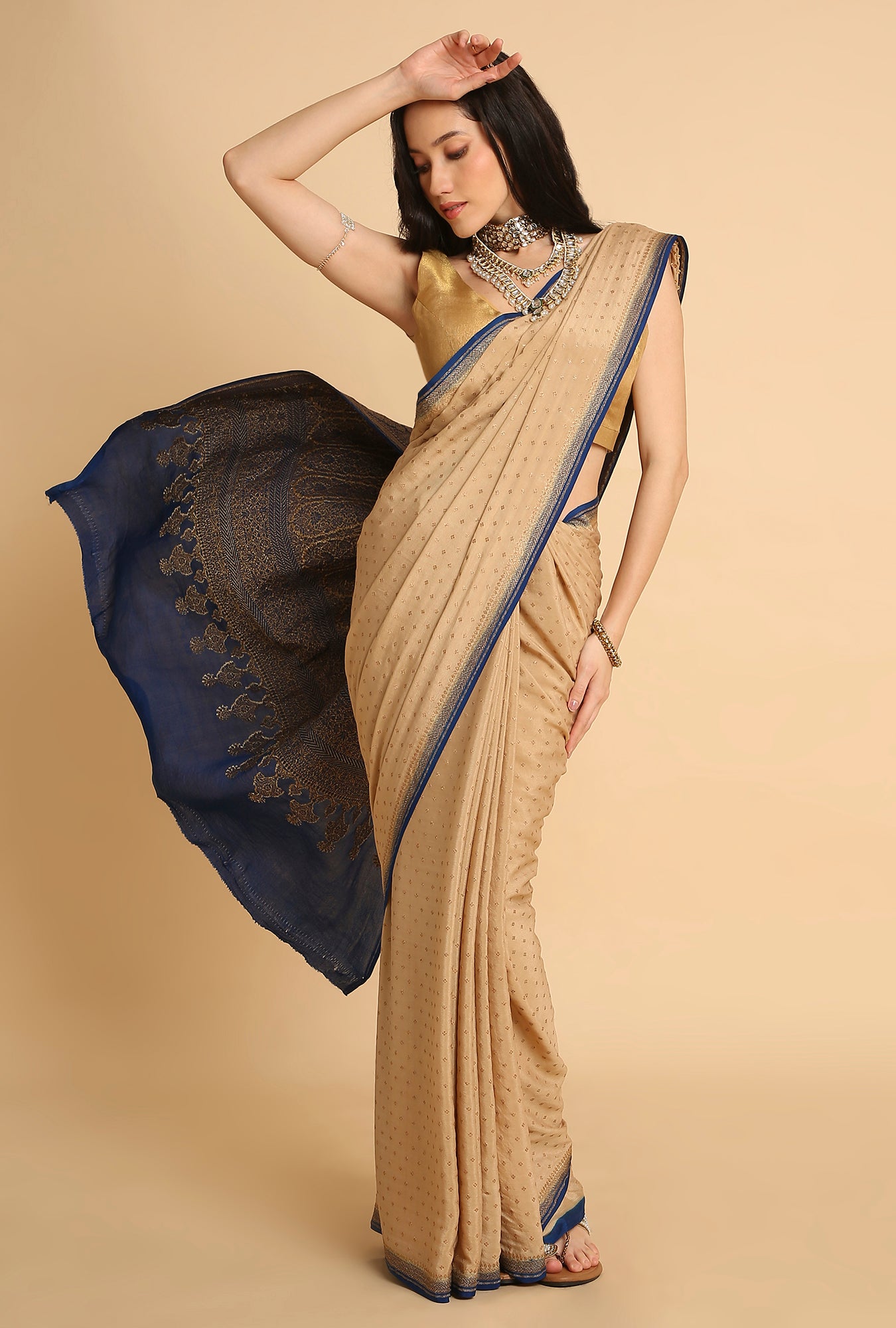 CREAM BANARASI GEORGETTE SAREE