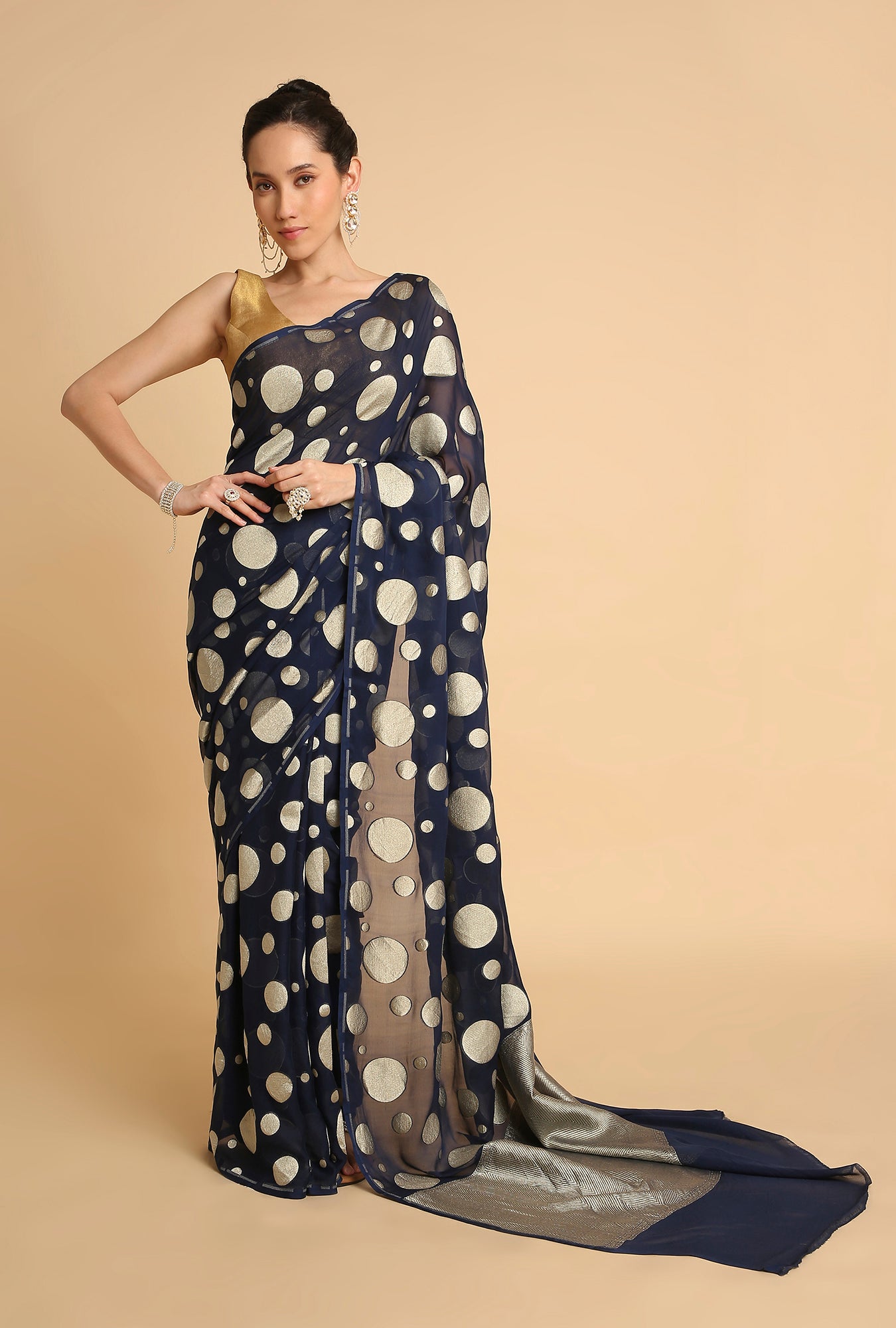 INDIGO BLUE BANARASI GEORGETTE SAREE