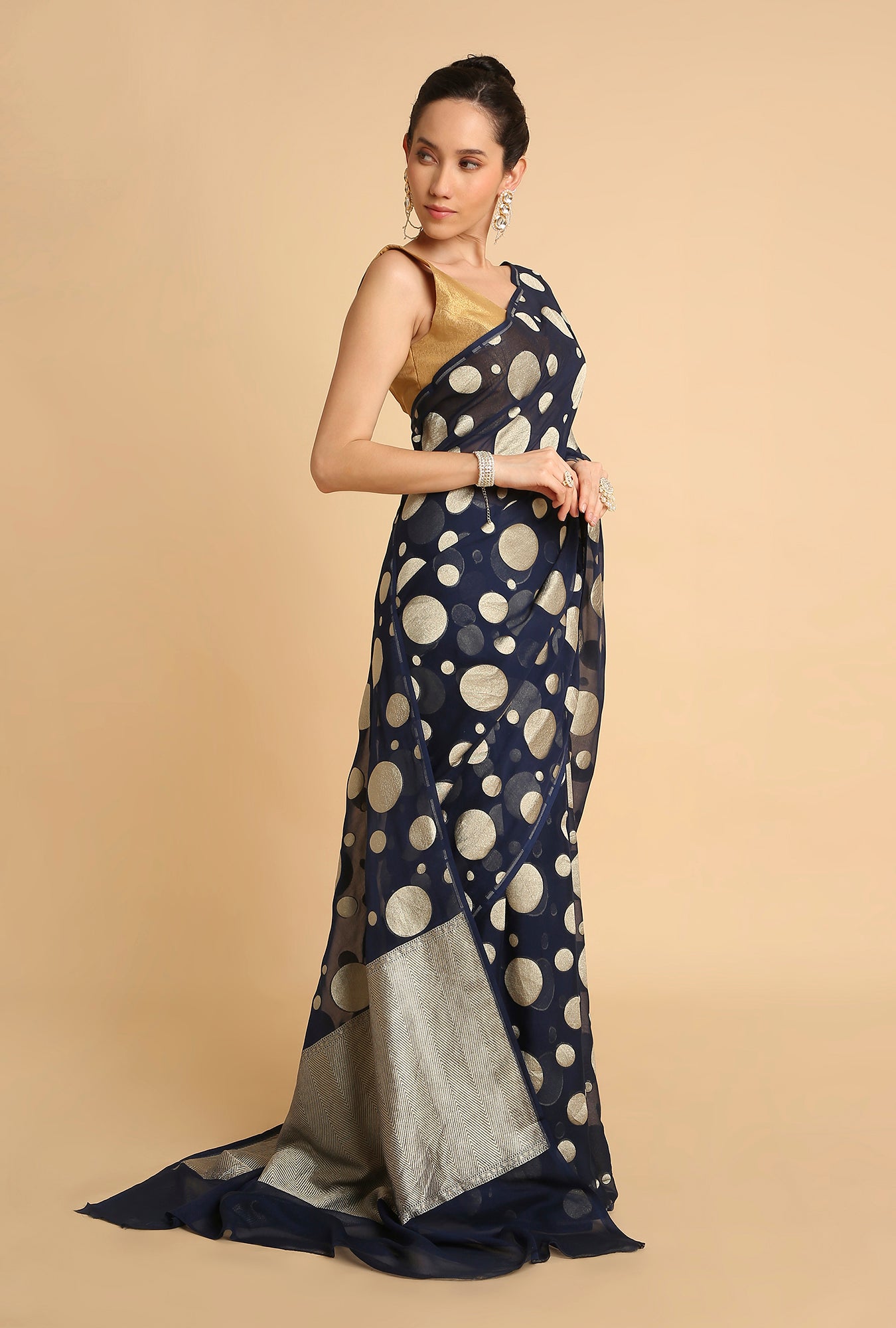 INDIGO BLUE BANARASI GEORGETTE SAREE