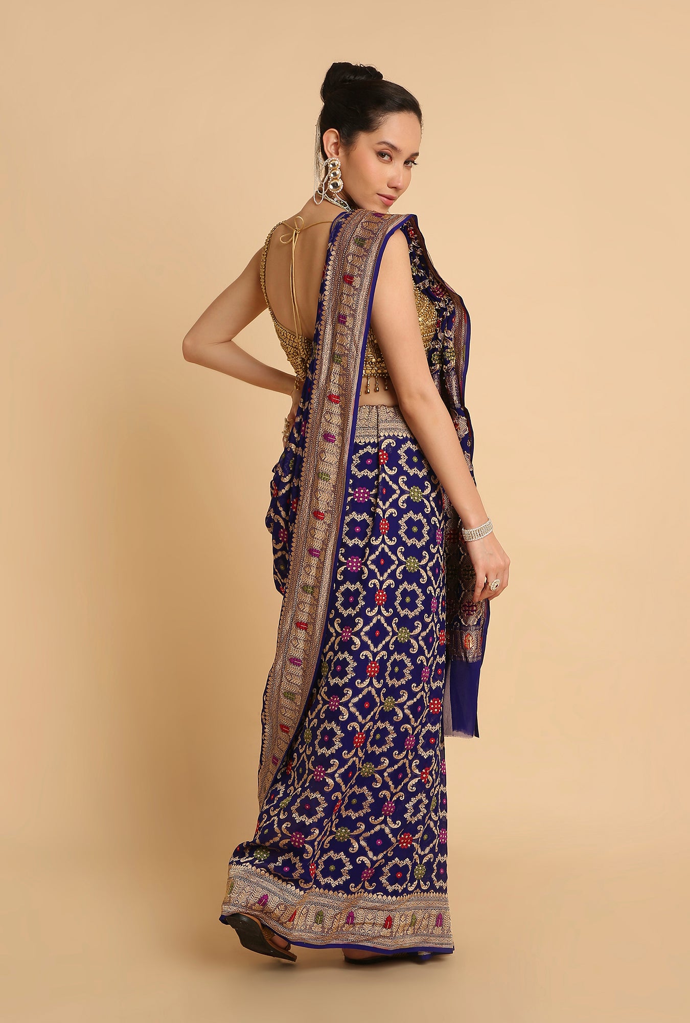 BLUE MEENAKARI BANARASI GEORGETTE SAREE