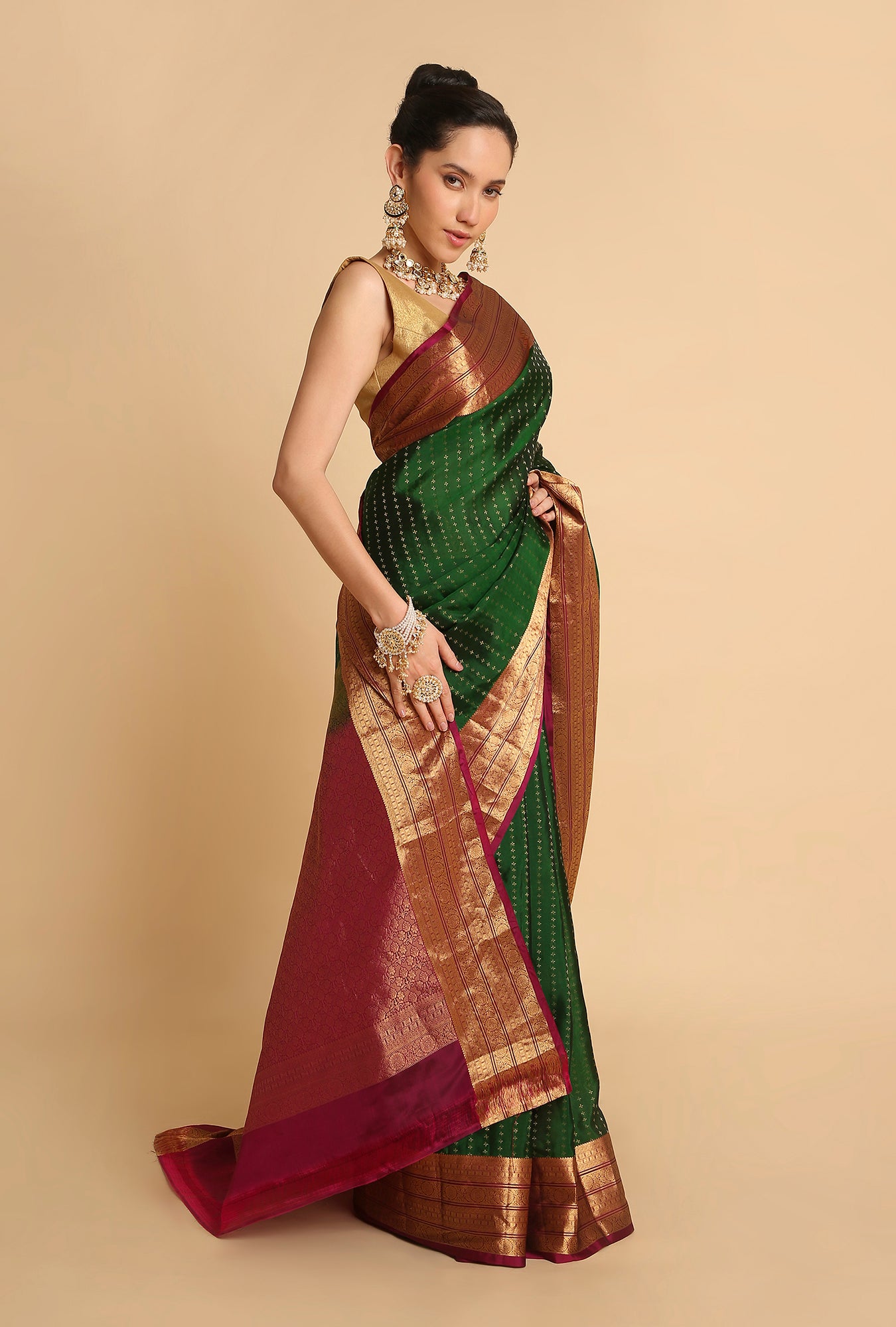 GREEN SOUTH SILK SAREE