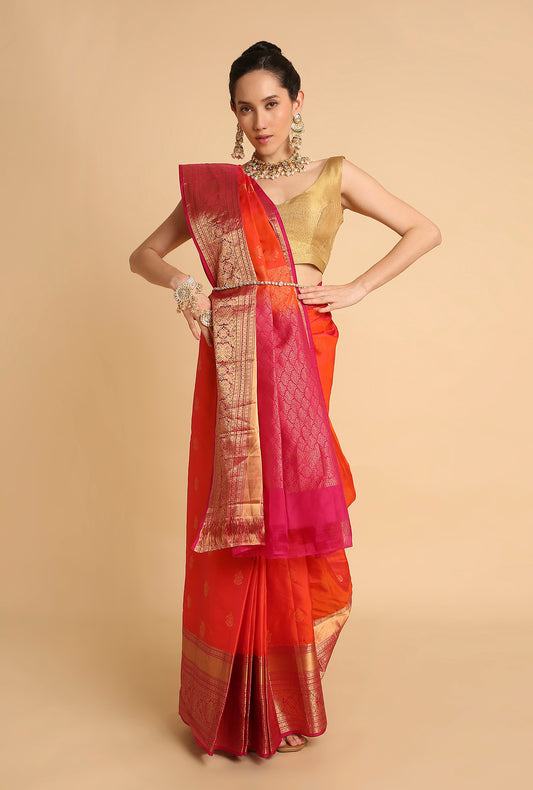 ORANGE SOUTH SILK SAREE