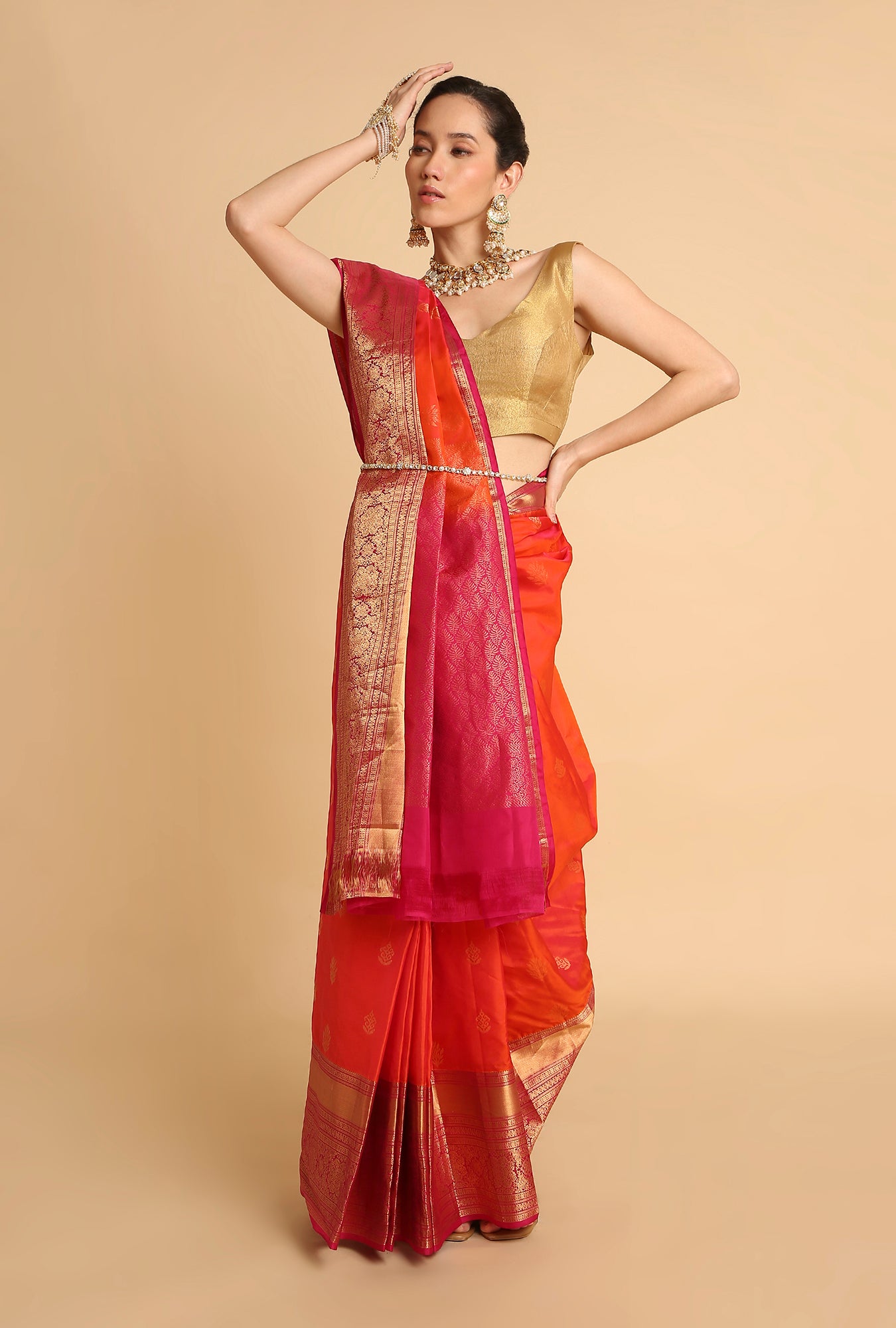 ORANGE SOUTH SILK SAREE