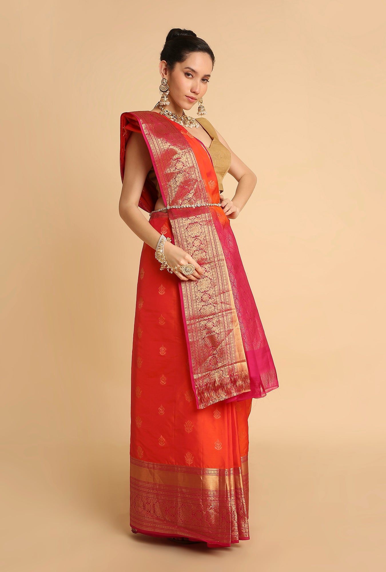 ORANGE SOUTH SILK SAREE