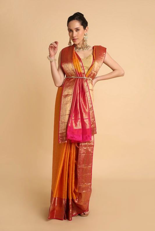 MUSTARD SOUTH SILK SAREE