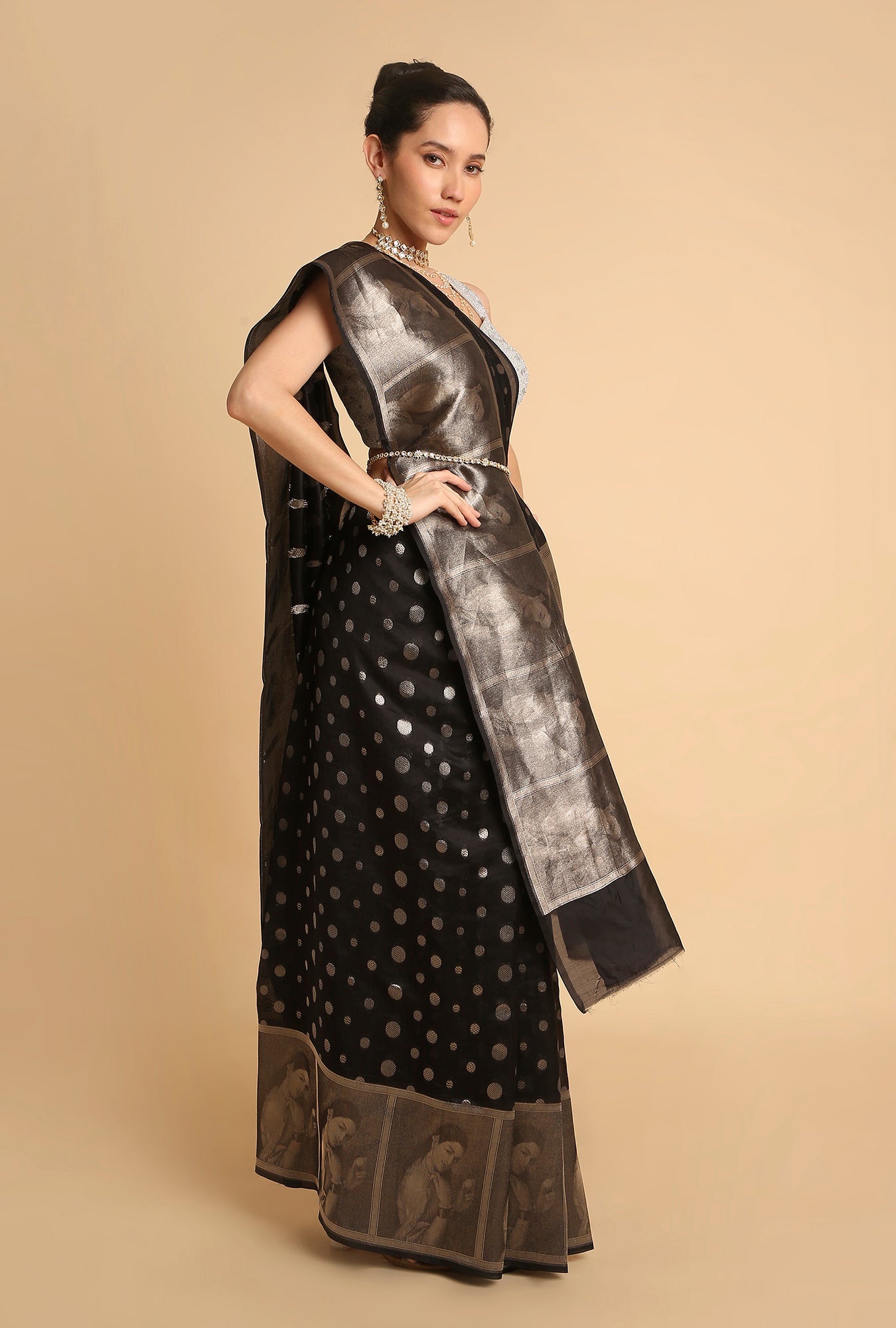 BLACK BANARASI ORGANZA SAREE