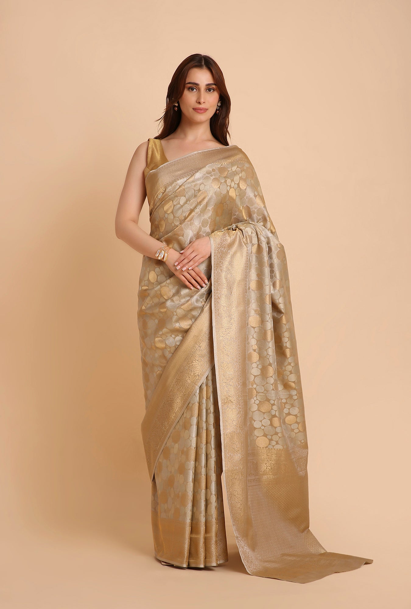 SAND GOLDEN KANJIVARAM TISSUE SAREE