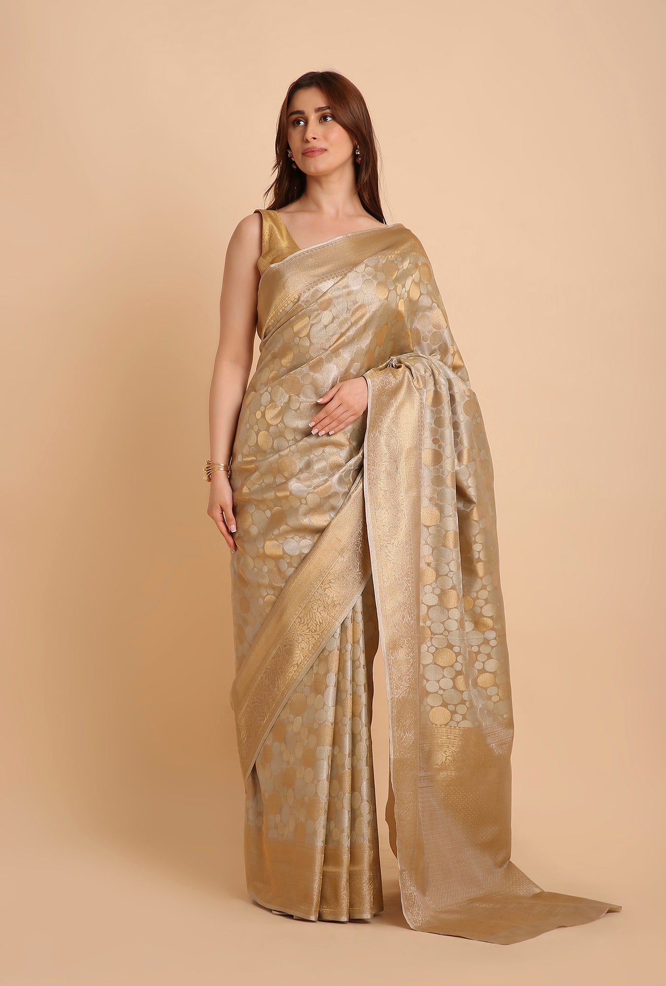 SAND GOLDEN KANJIVARAM TISSUE SAREE