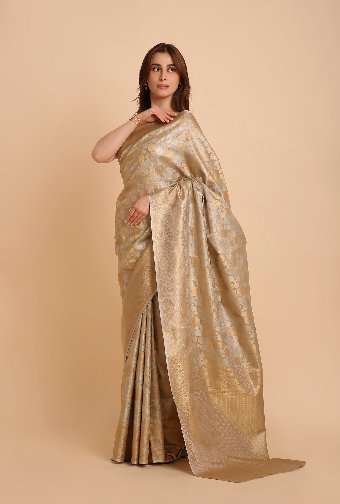 SAND GOLDEN KANJIVARAM TISSUE SAREE