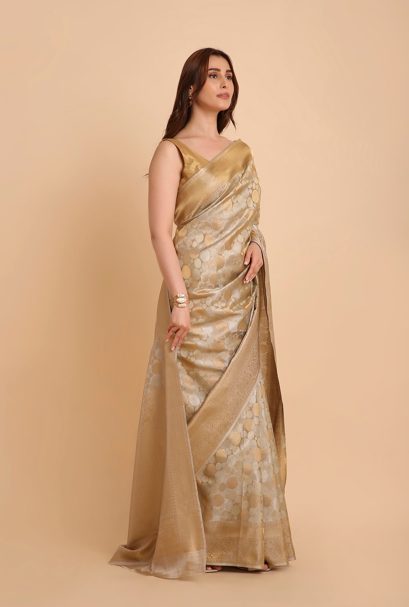SAND GOLDEN KANJIVARAM TISSUE SAREE
