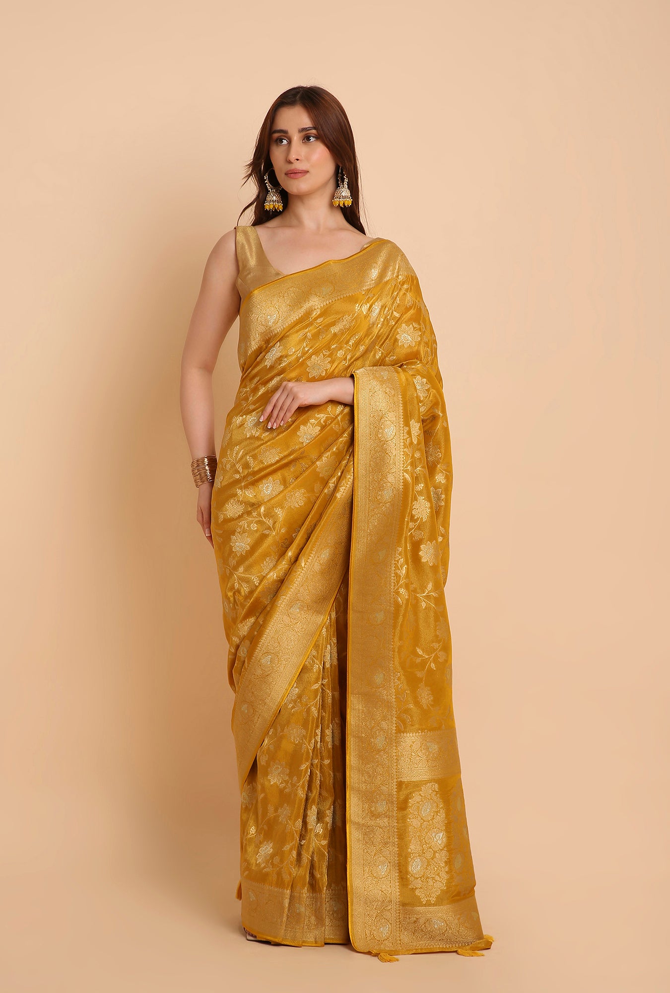 OCCUR YELLOW FANCY TISSU SAREE