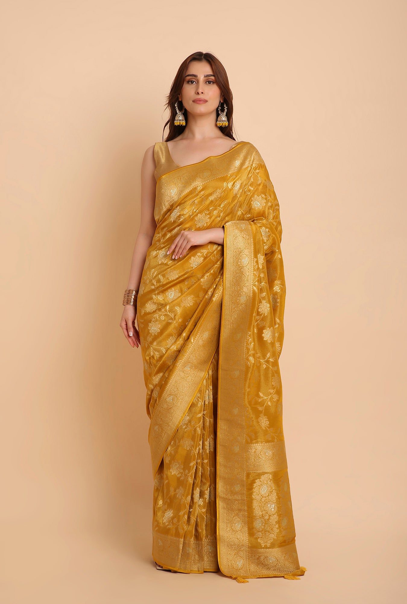 OCCUR YELLOW FANCY TISSU SAREE