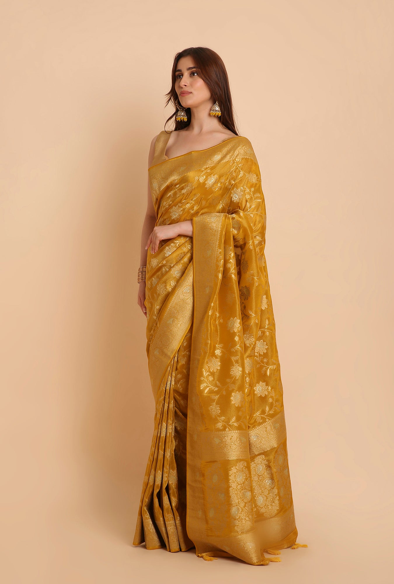 OCCUR YELLOW FANCY TISSU SAREE
