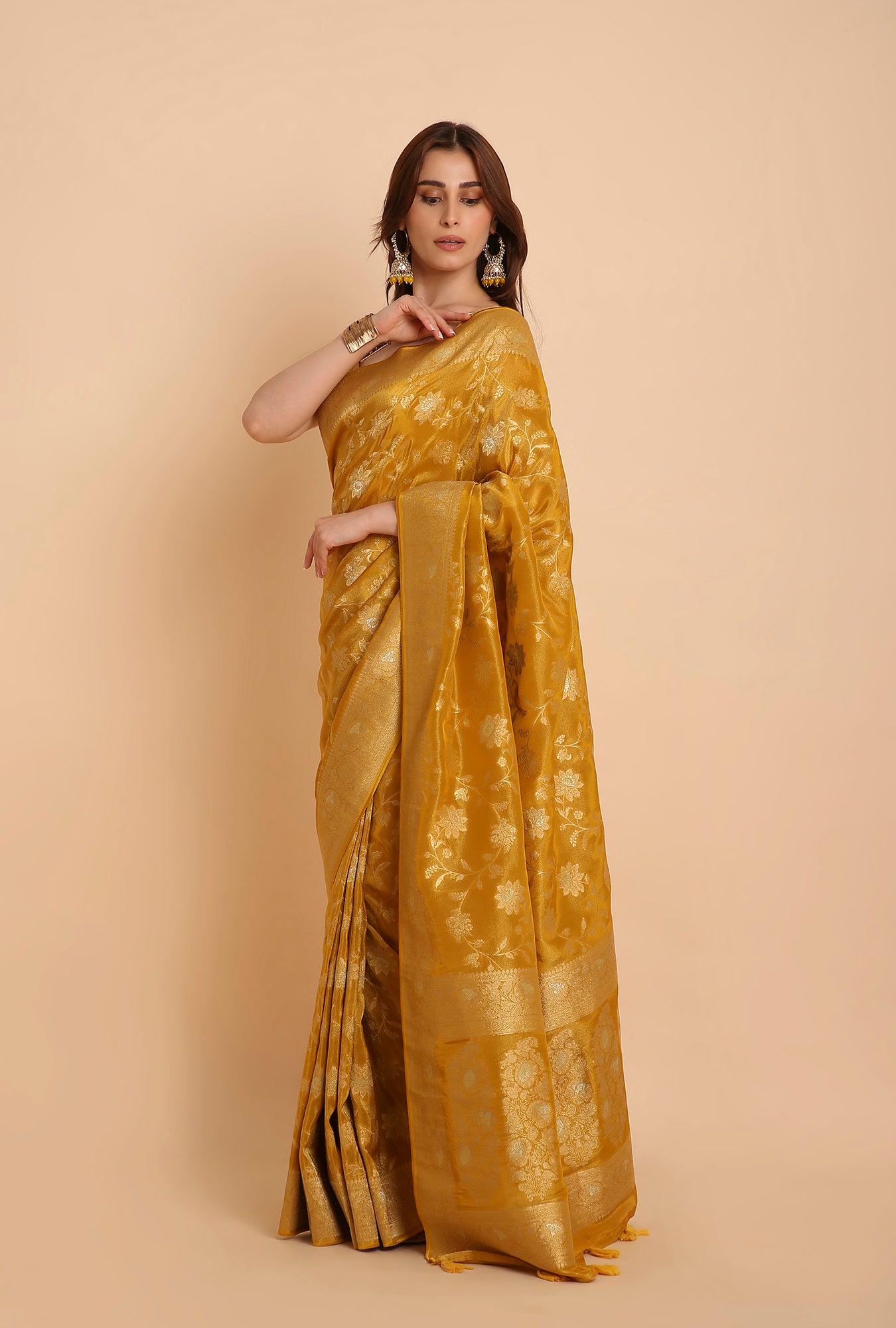 OCCUR YELLOW FANCY TISSU SAREE