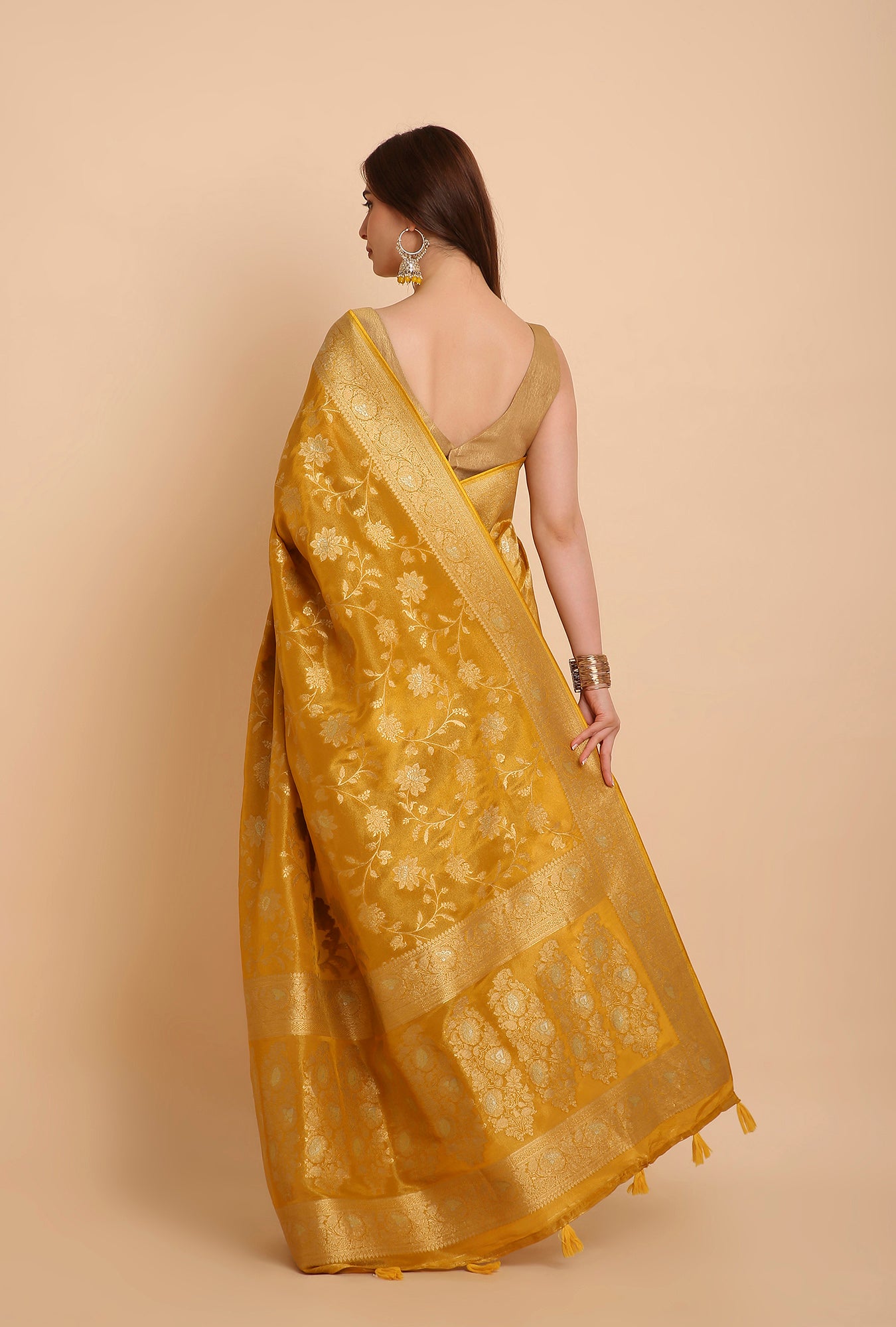 OCCUR YELLOW FANCY TISSU SAREE