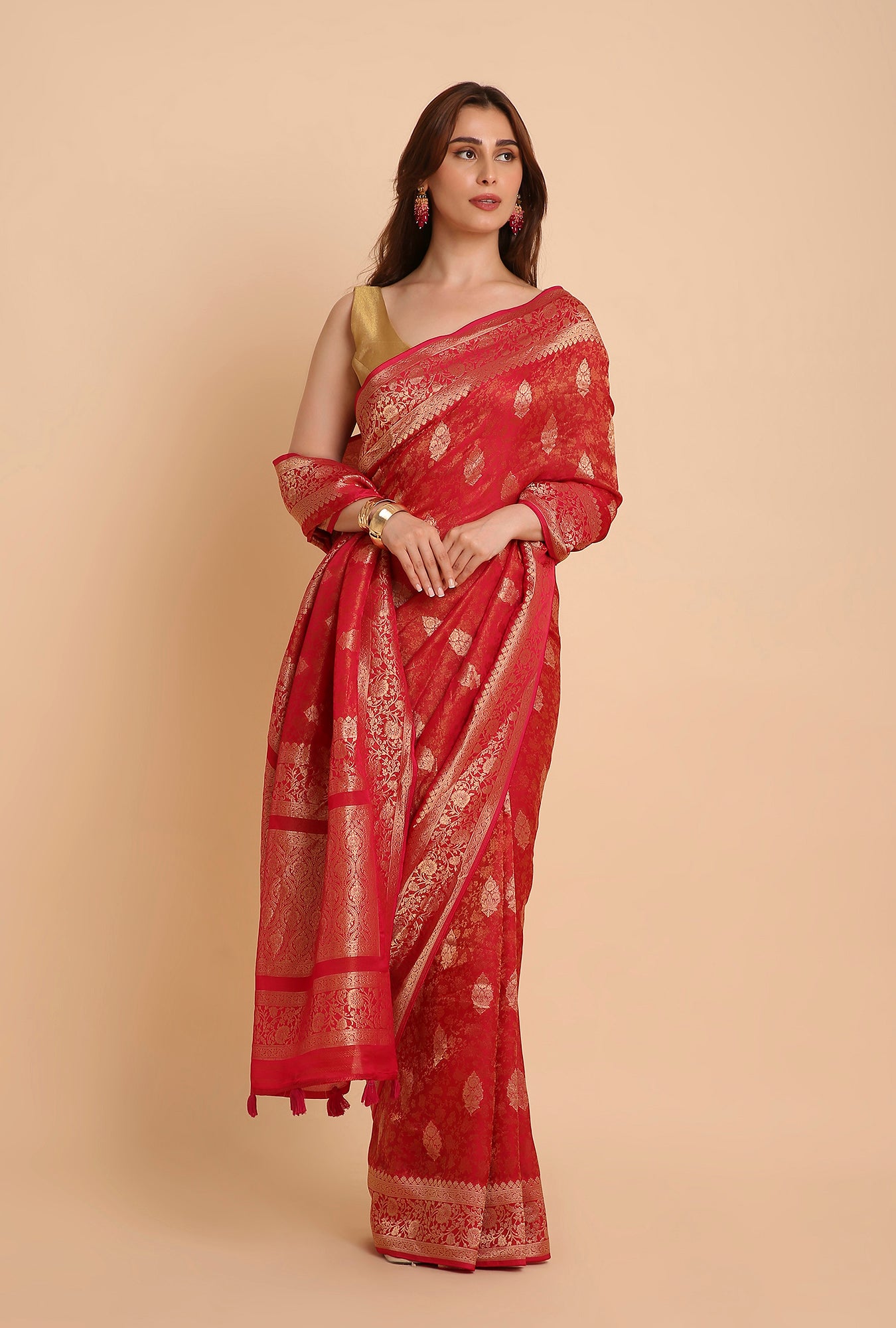 ROYAL PINK FANCY TISSU SAREE