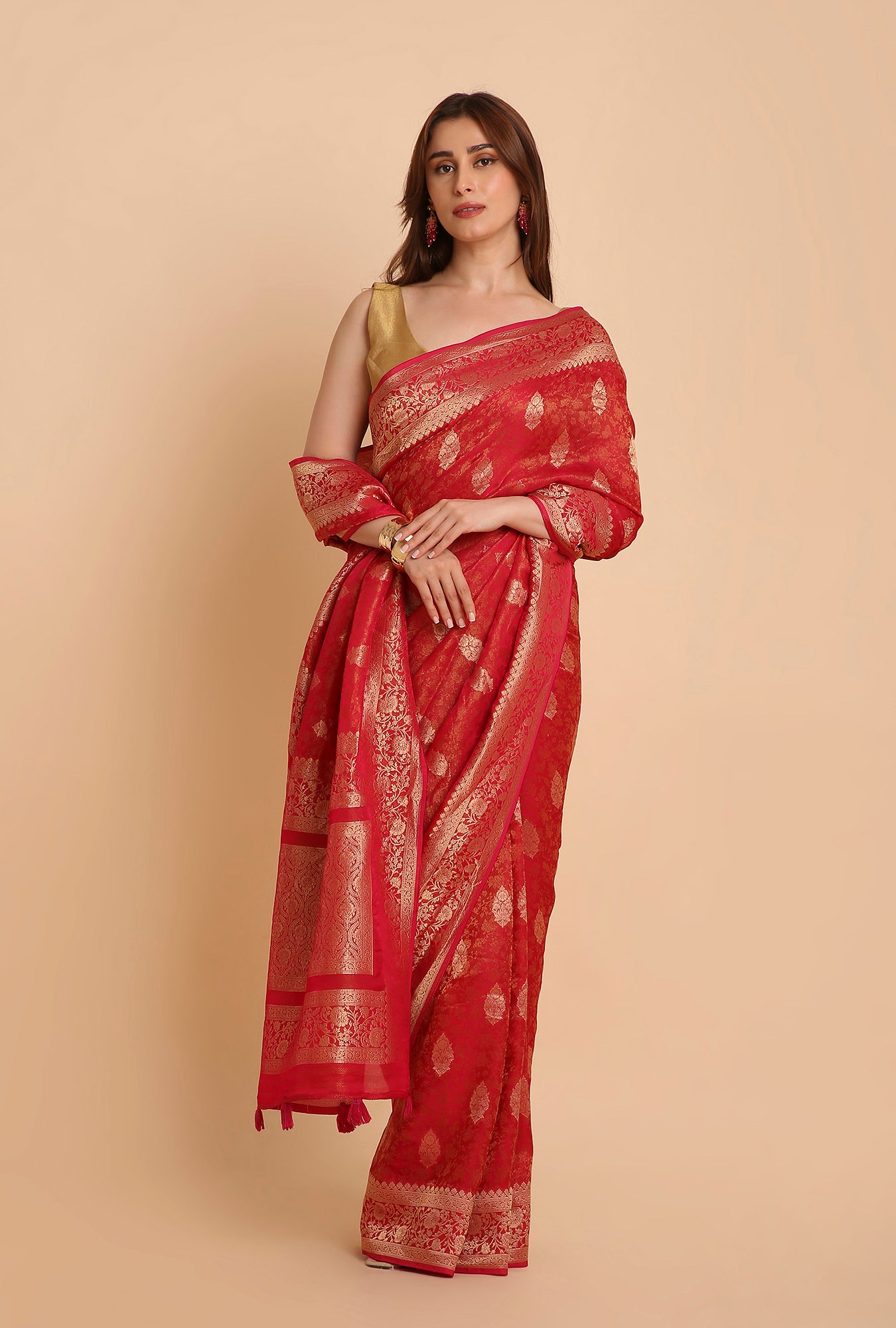 ROYAL PINK FANCY TISSU SAREE