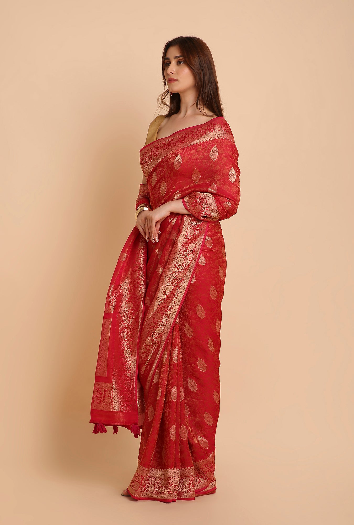 ROYAL PINK FANCY TISSU SAREE