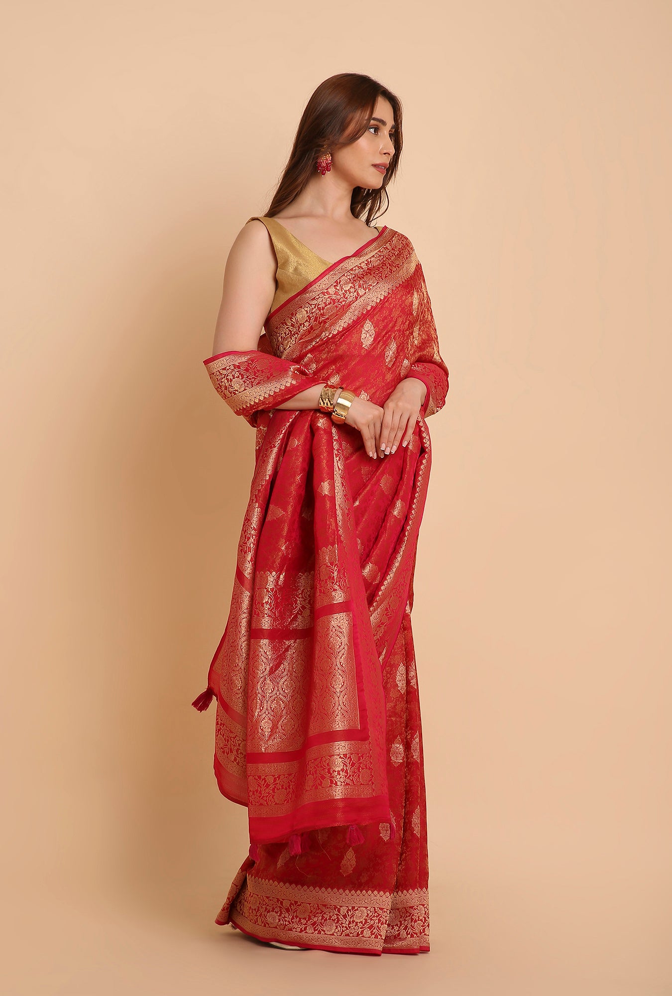 ROYAL PINK FANCY TISSU SAREE
