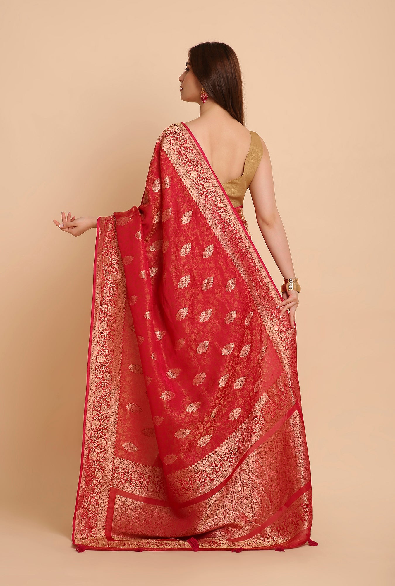 ROYAL PINK FANCY TISSU SAREE