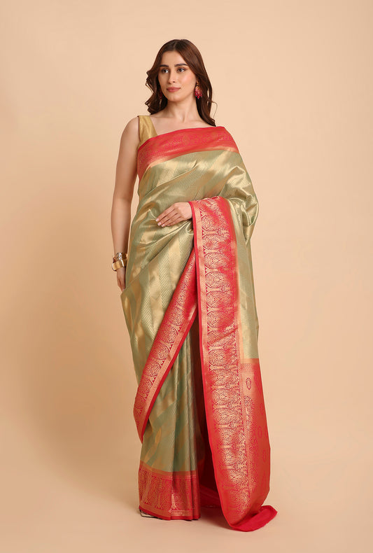 PISTA GREEN BANARASI BROCADE SAREE
