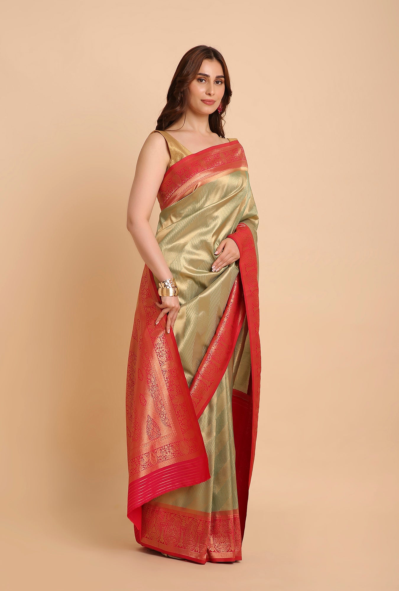 PISTA GREEN BANARASI BROCADE SAREE