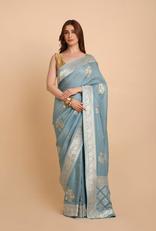 PETROL BLUE FANCY MYSOR CRAPE