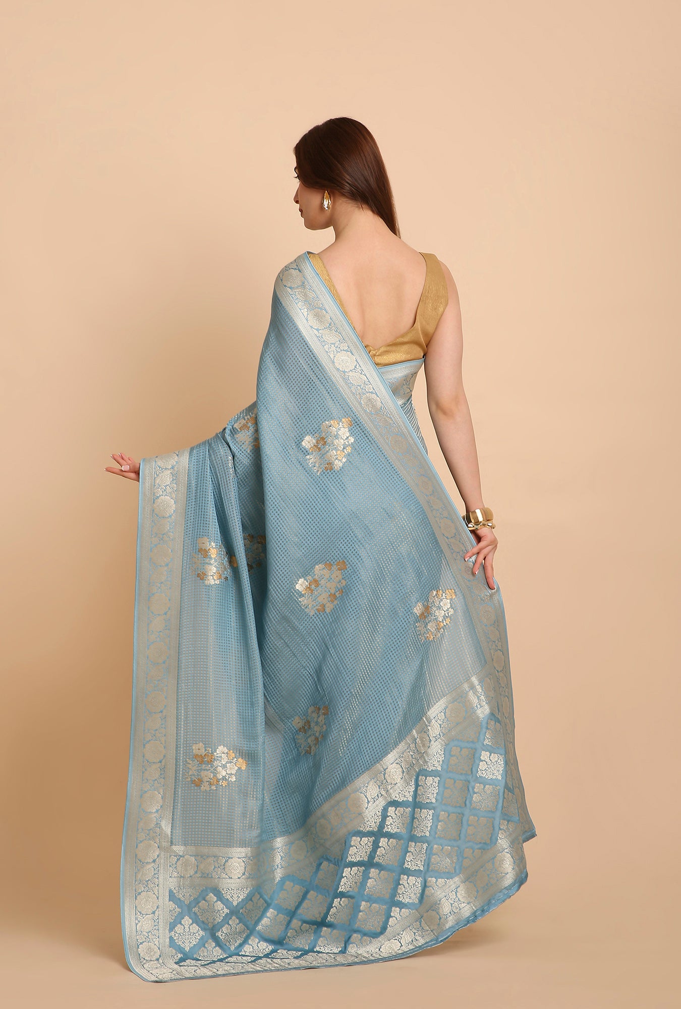 PETROL BLUE FANCY MYSOR CRAPE