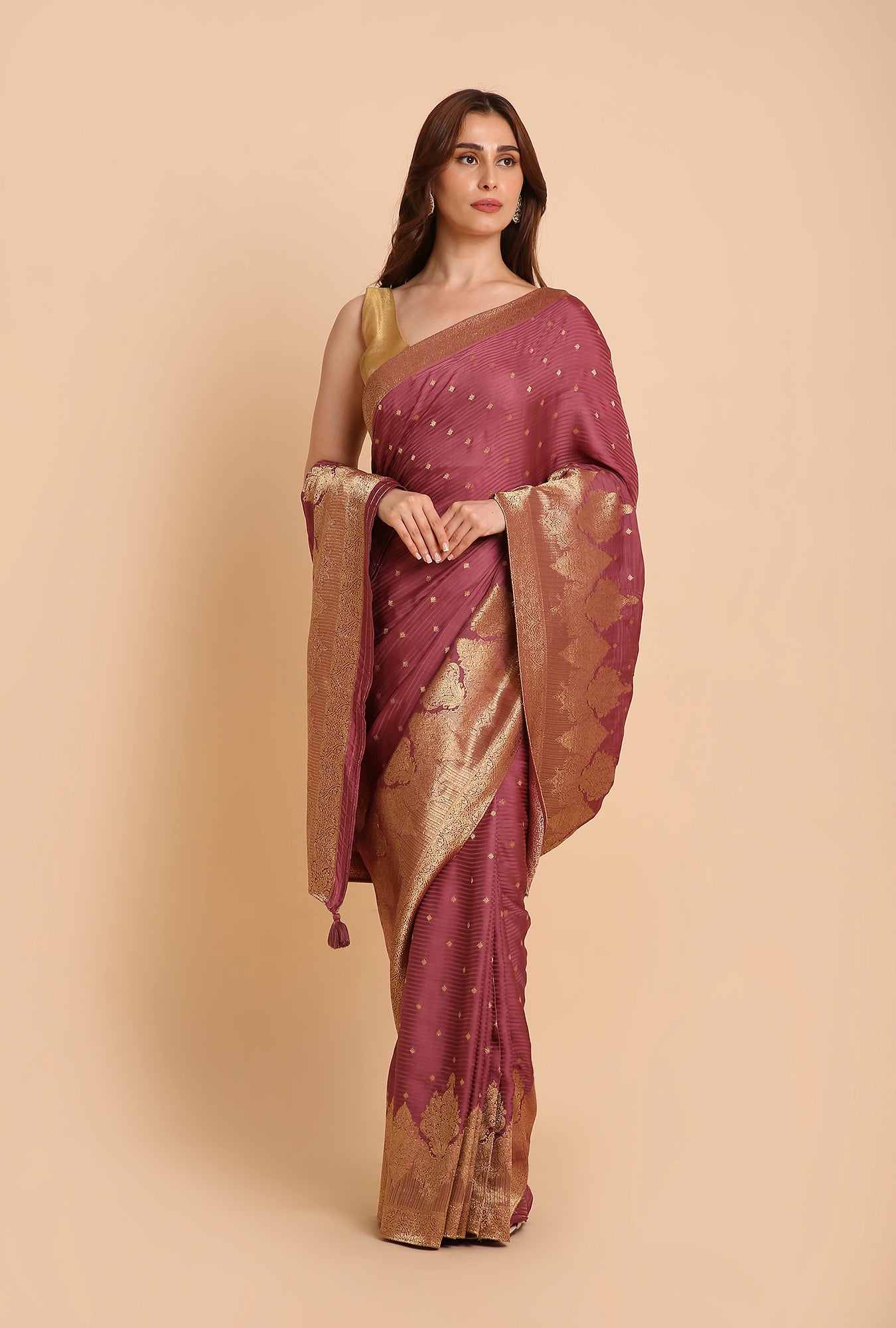 ONION PINK MASHRU SILK  SAREE