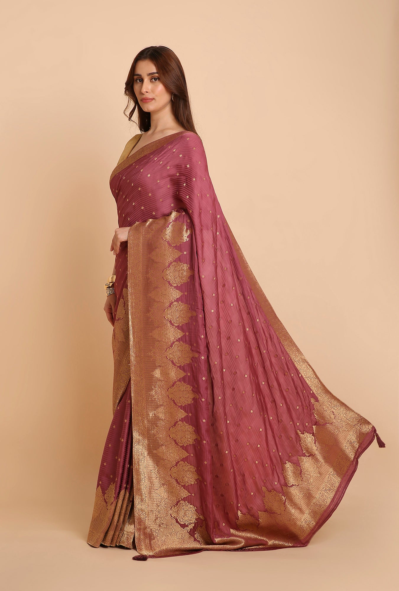 ONION PINK MASHRU SILK  SAREE